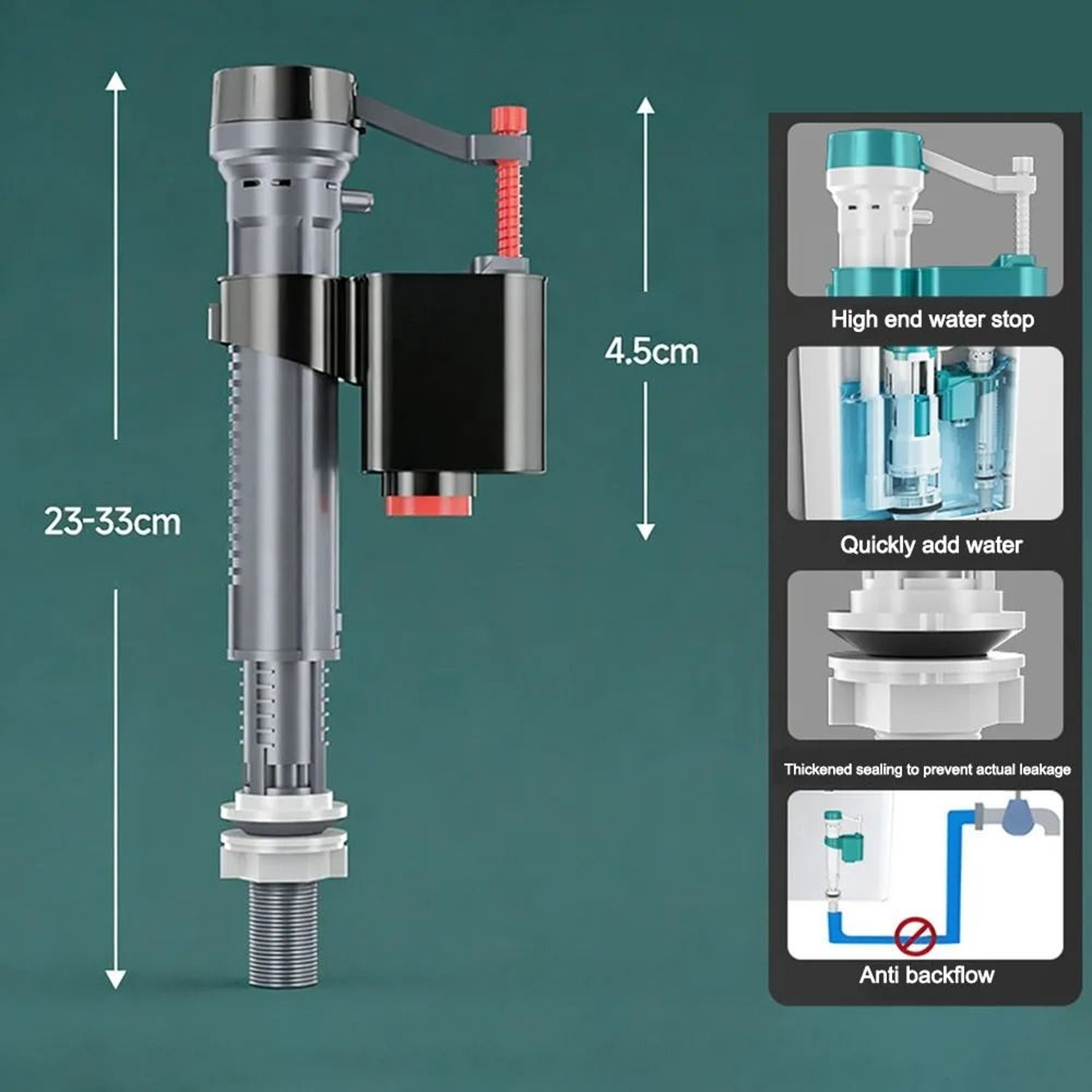 Adjustable Silent Bottom Entry Toilet Cistern Fill Valve 2