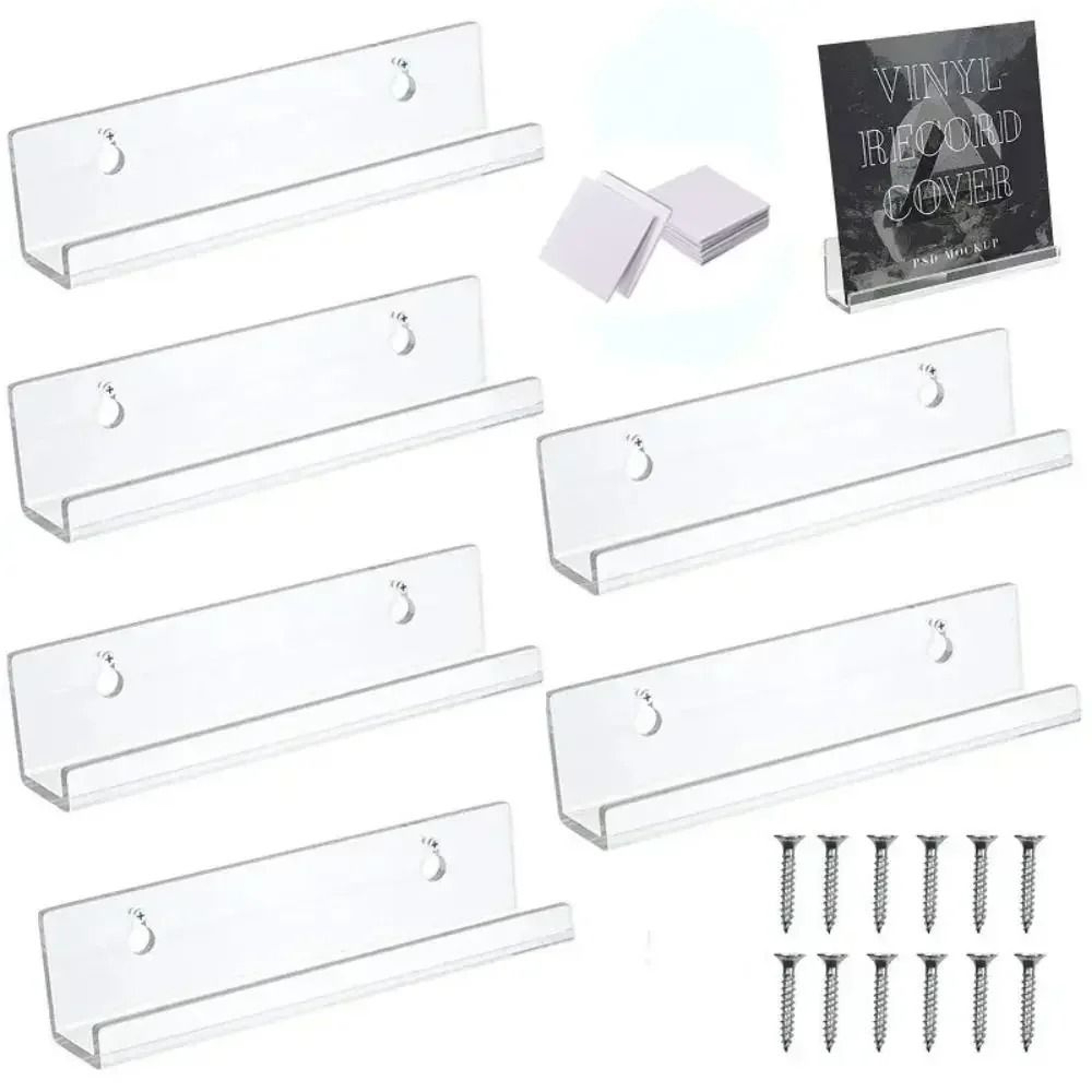 Clear Acrylic Wall Mounted Vinyl Record Display Shelf 0