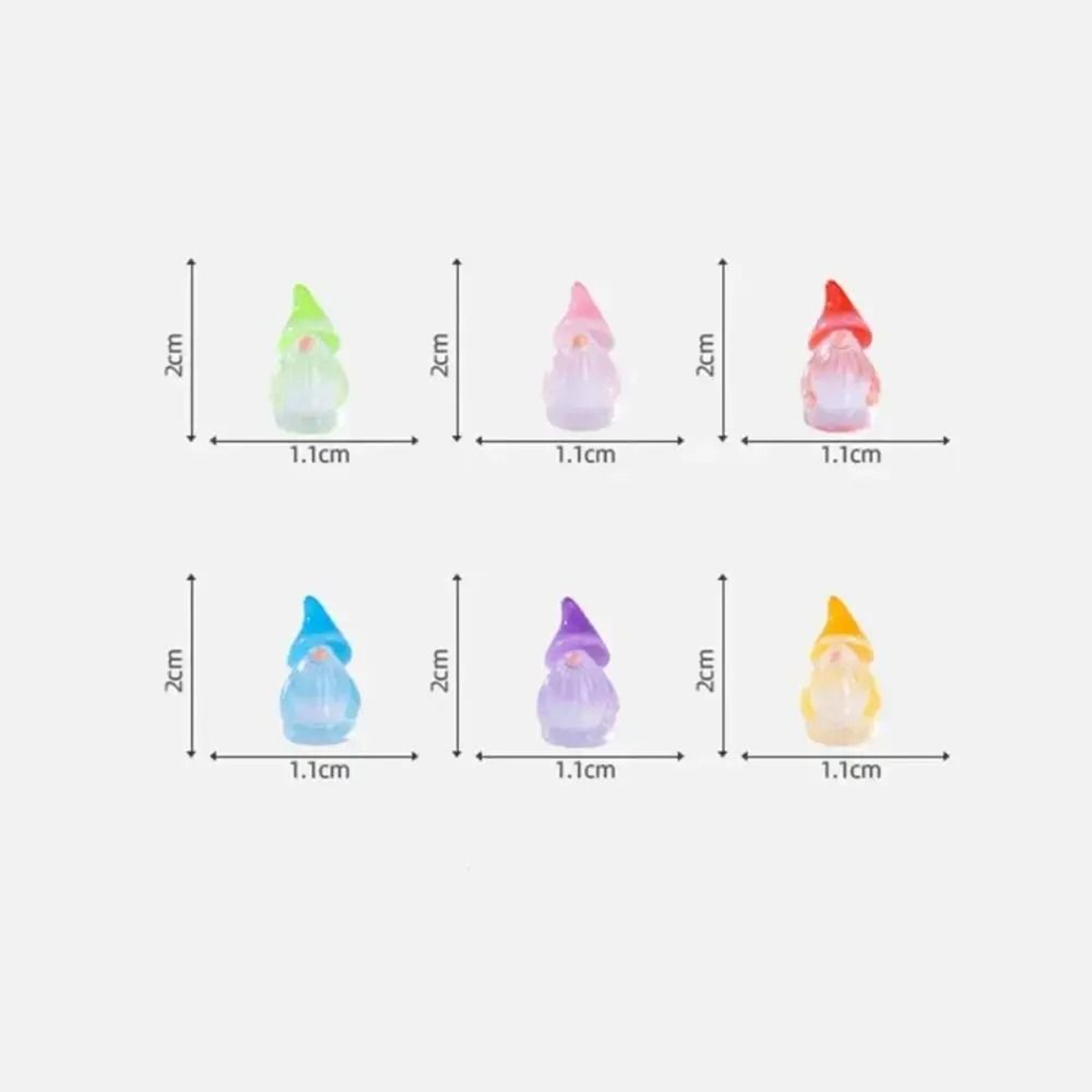 Six Piece Glow In The Dark Mini Gnome Fairy Garden Set 1