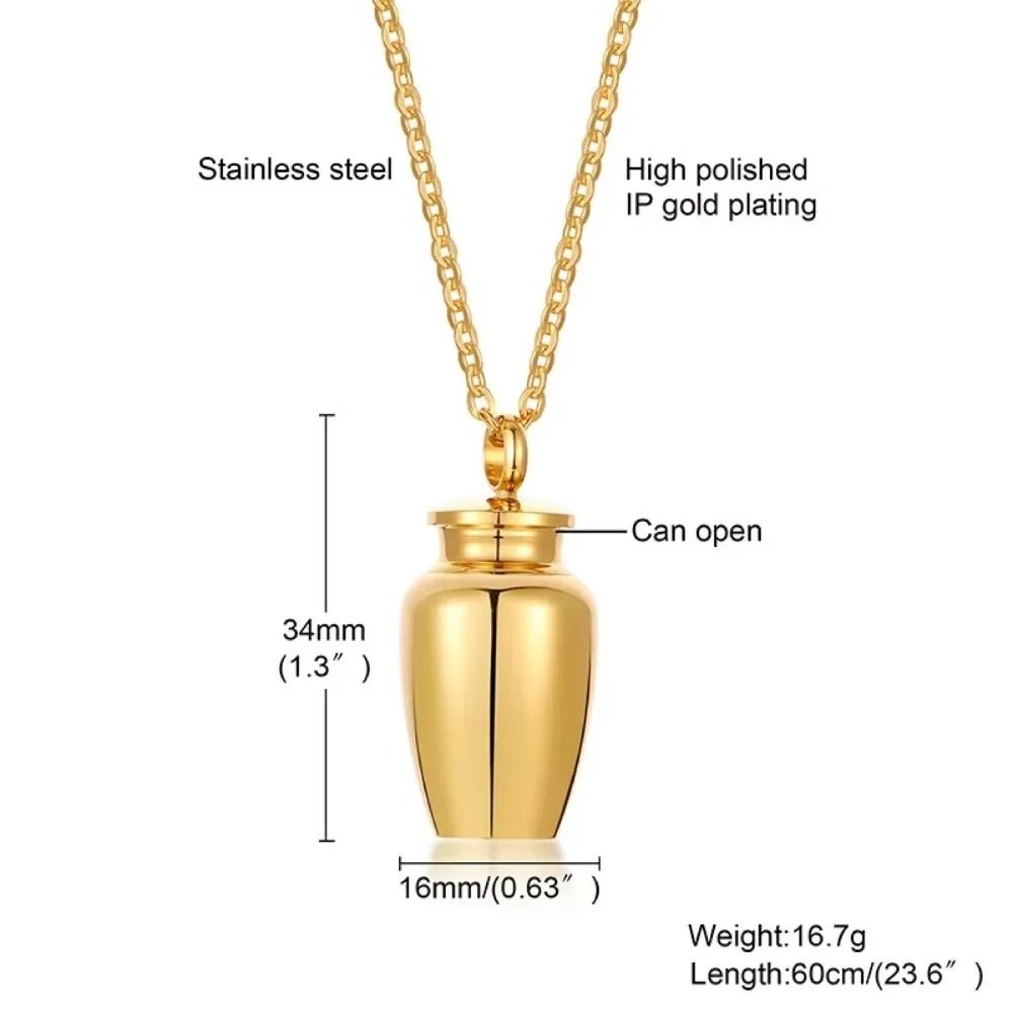 Mini Stainless Steel Urn Necklace Memorial Ashes Pendant 4