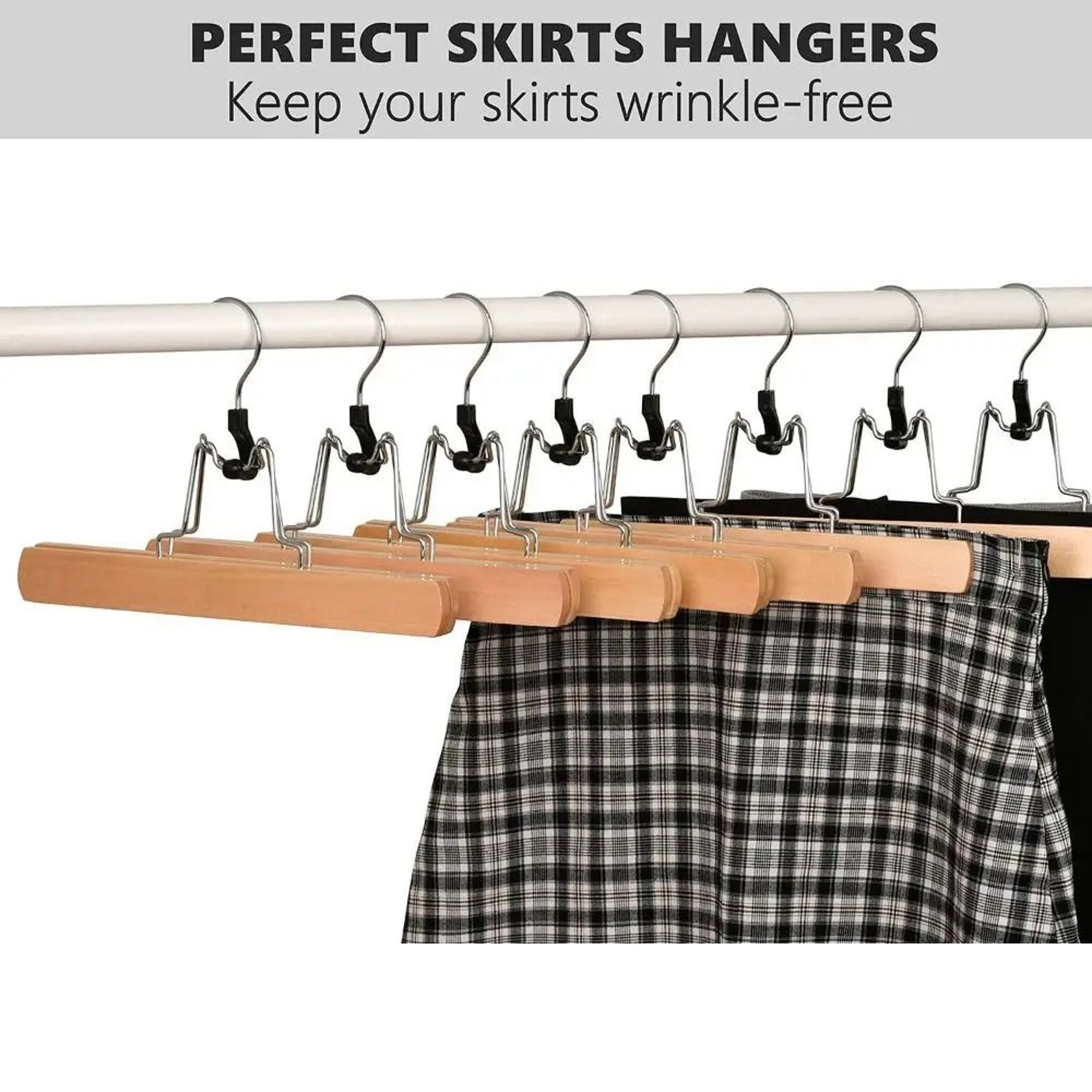 Solid Wood Anti Slip Pants And Skirt Hanger 9