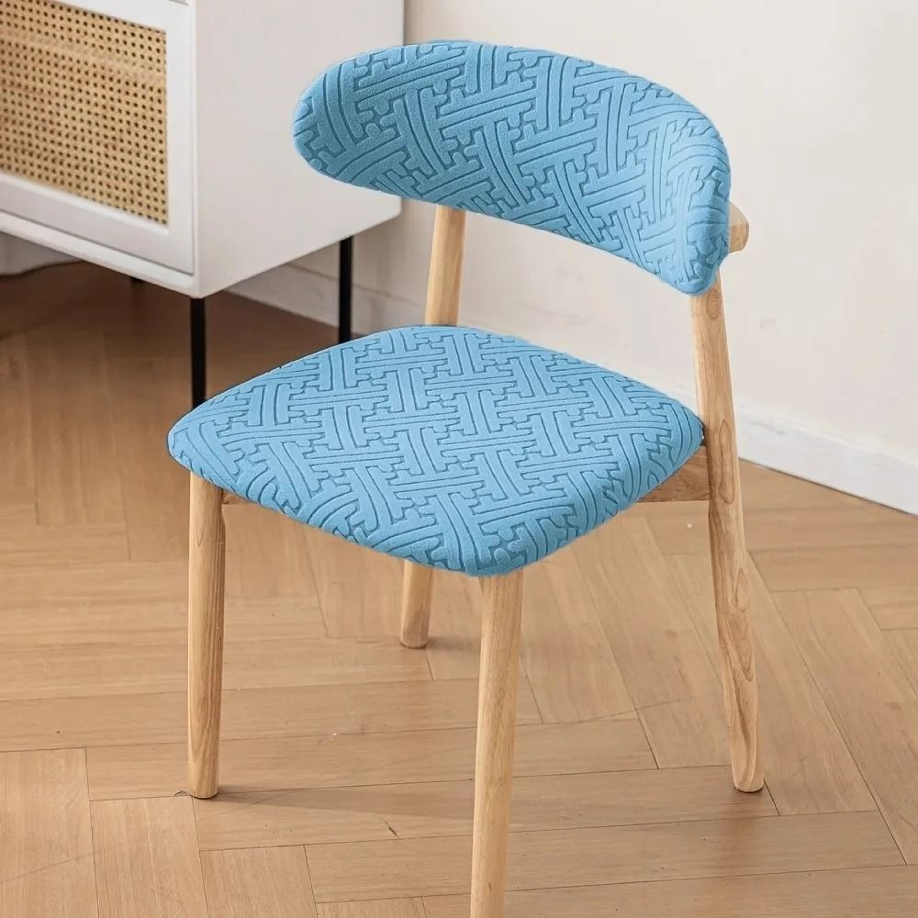 Printed Elastic Curved Back Dining Chair Cover Set 5
