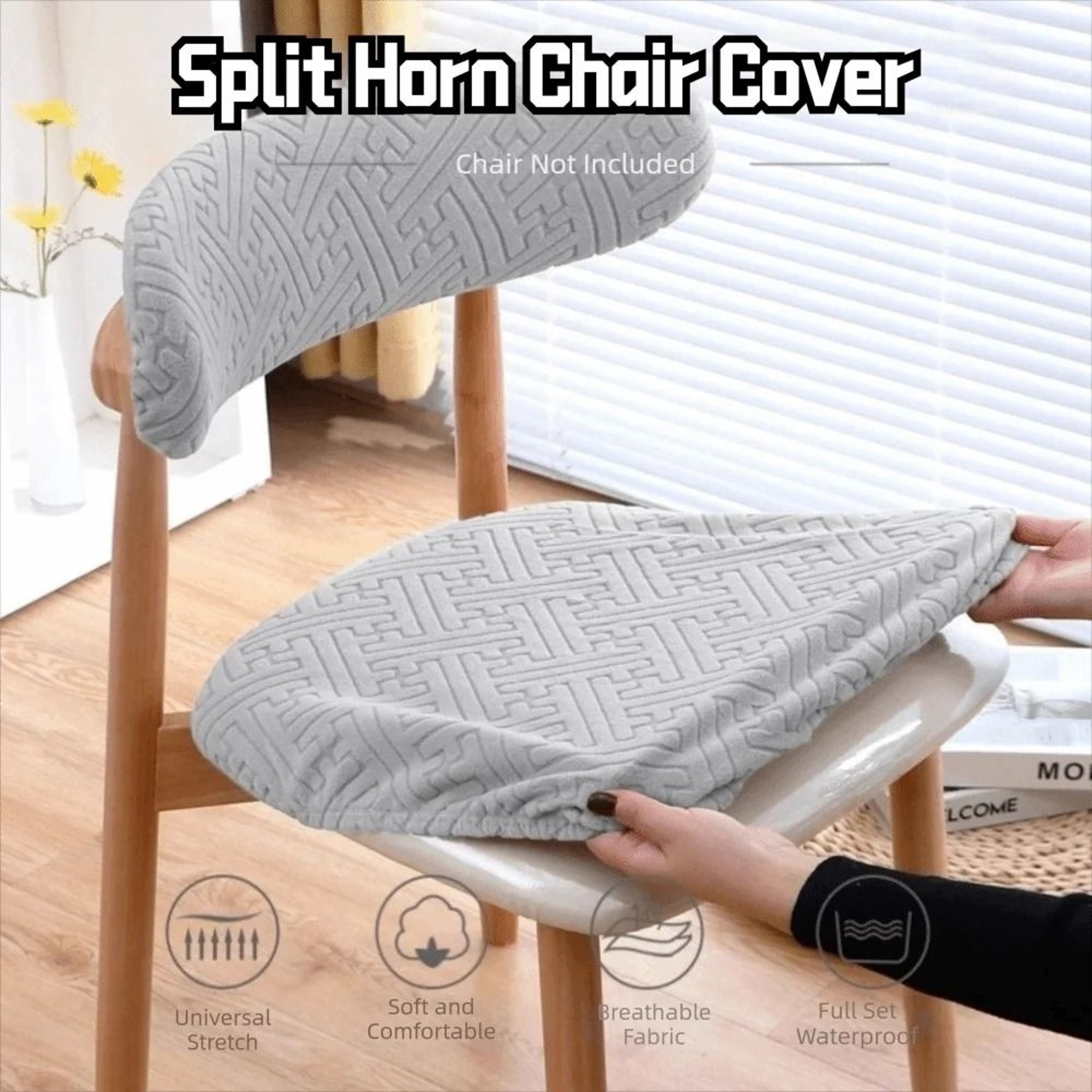 Printed Elastic Curved Back Dining Chair Cover Set 12