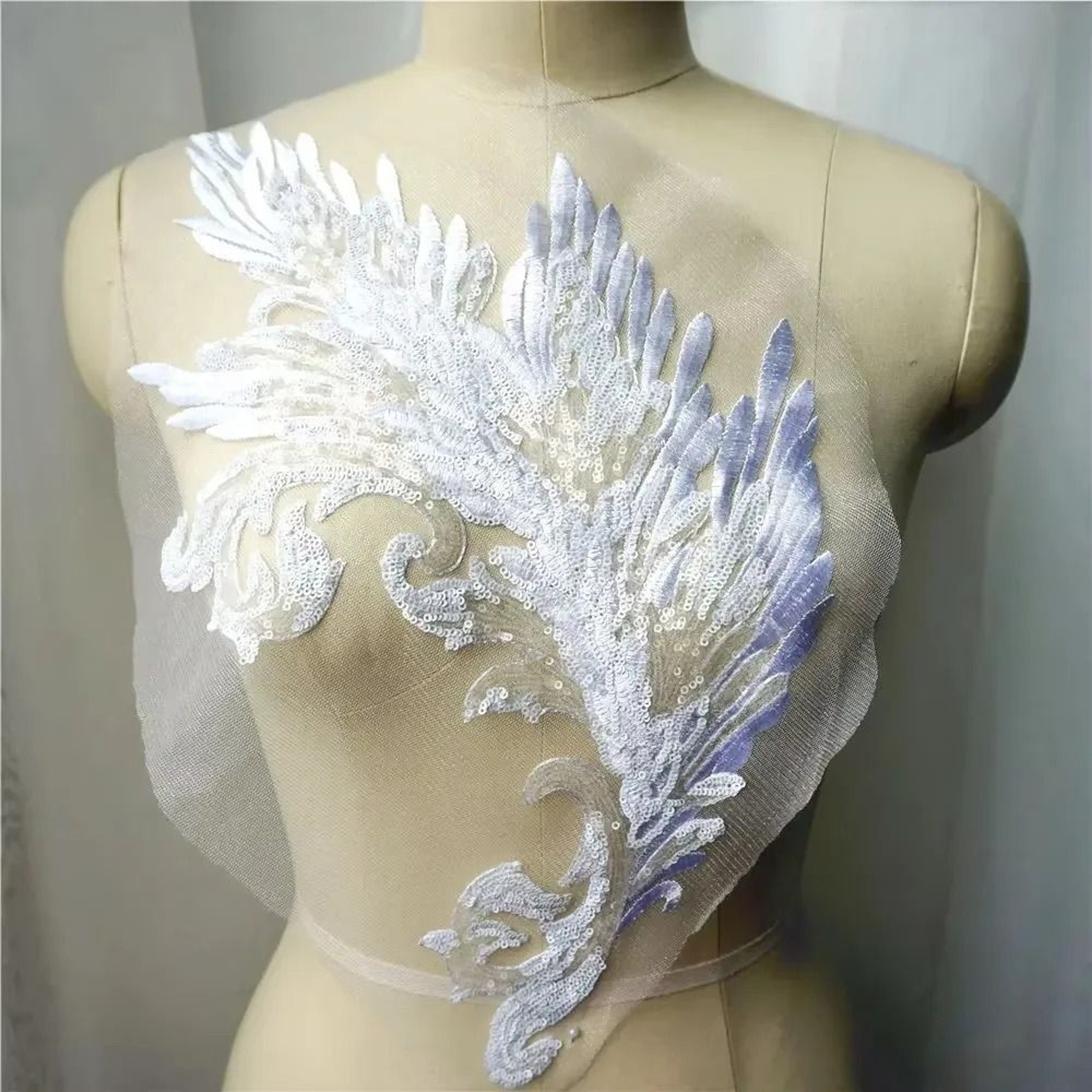 Colorful Phoenix Tail Sequin Embroidery Applique 12