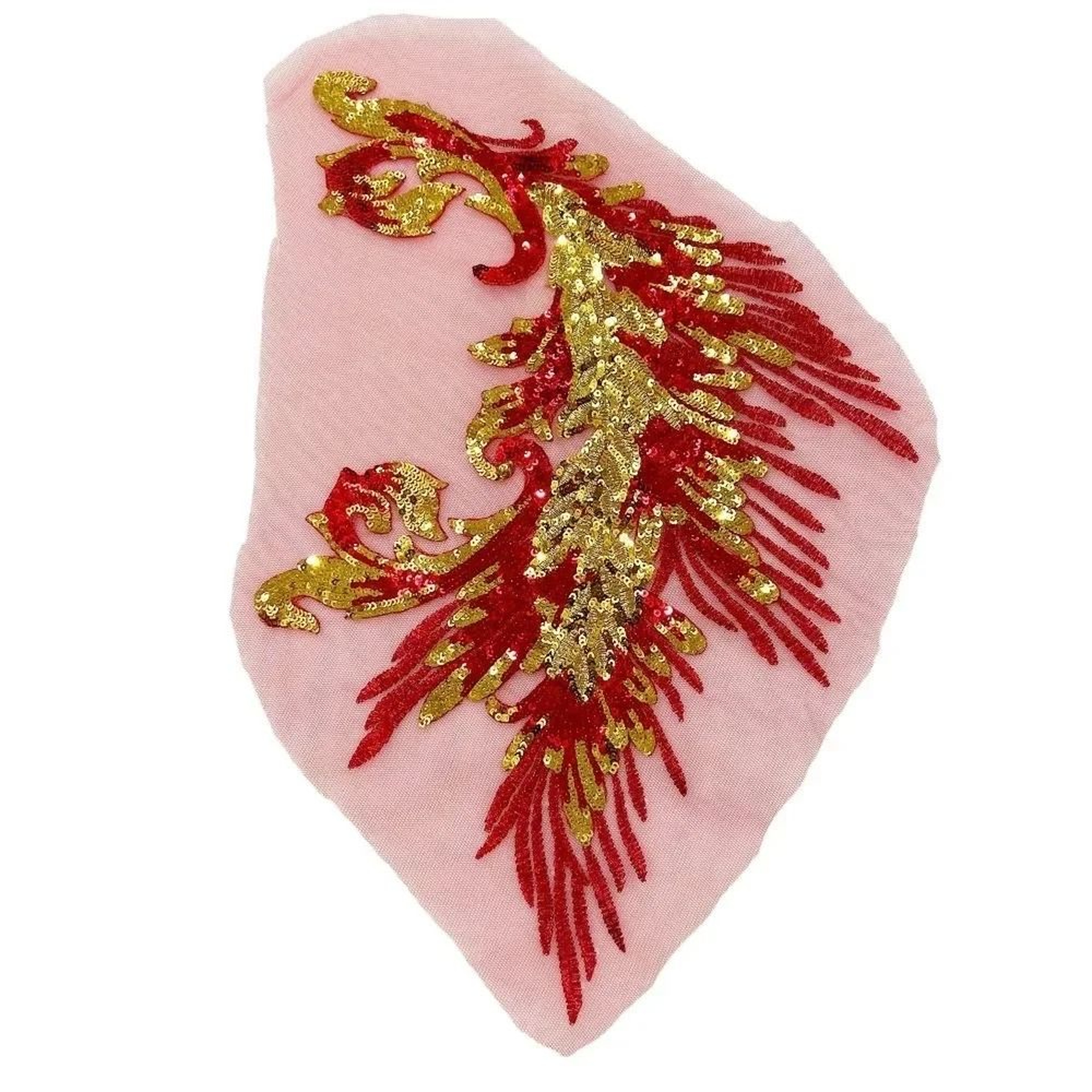 Colorful Phoenix Tail Sequin Embroidery Applique 9