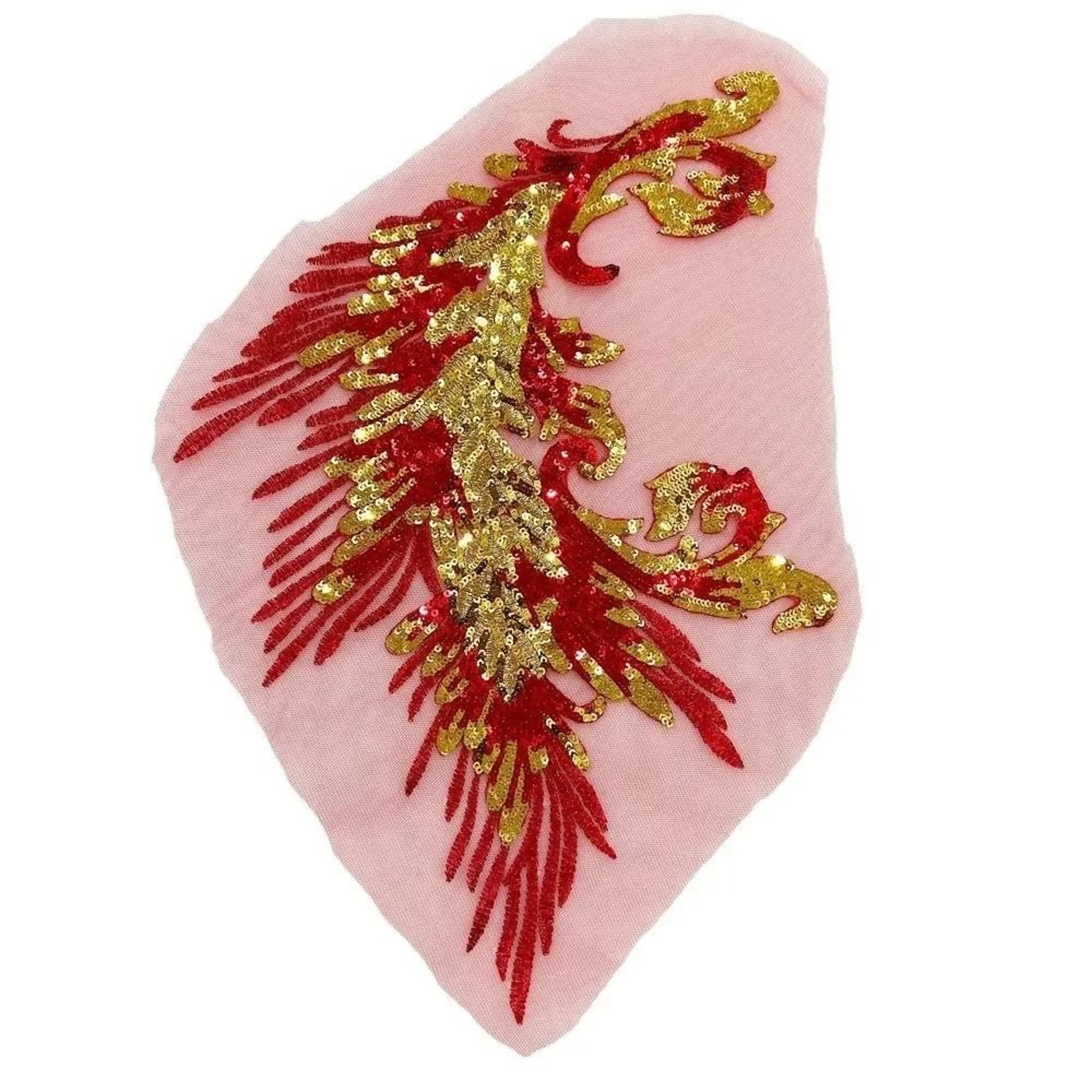 Colorful Phoenix Tail Sequin Embroidery Applique 8