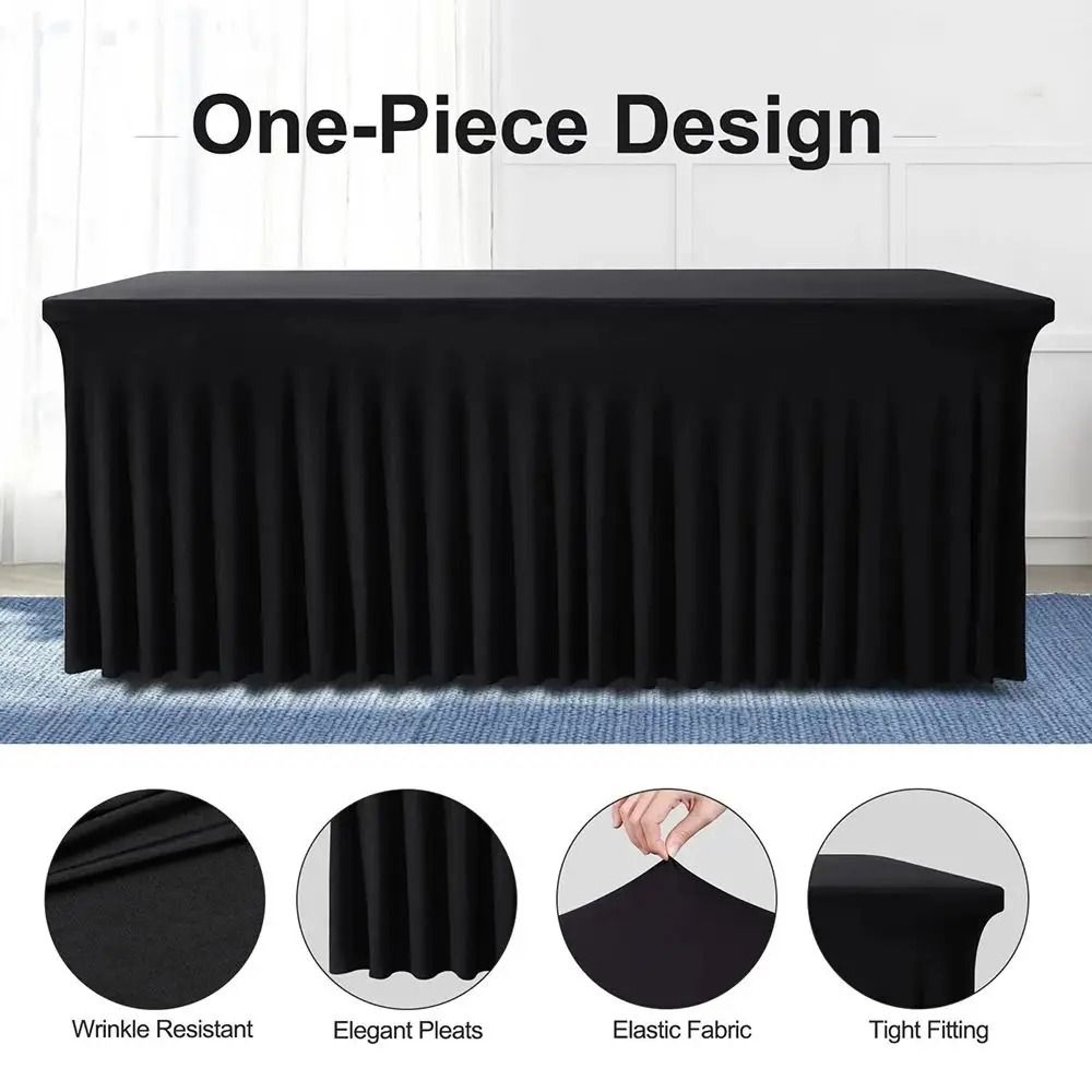 Elastic Spandex Table Skirt Cover For 4FT And 6FT Tables 7