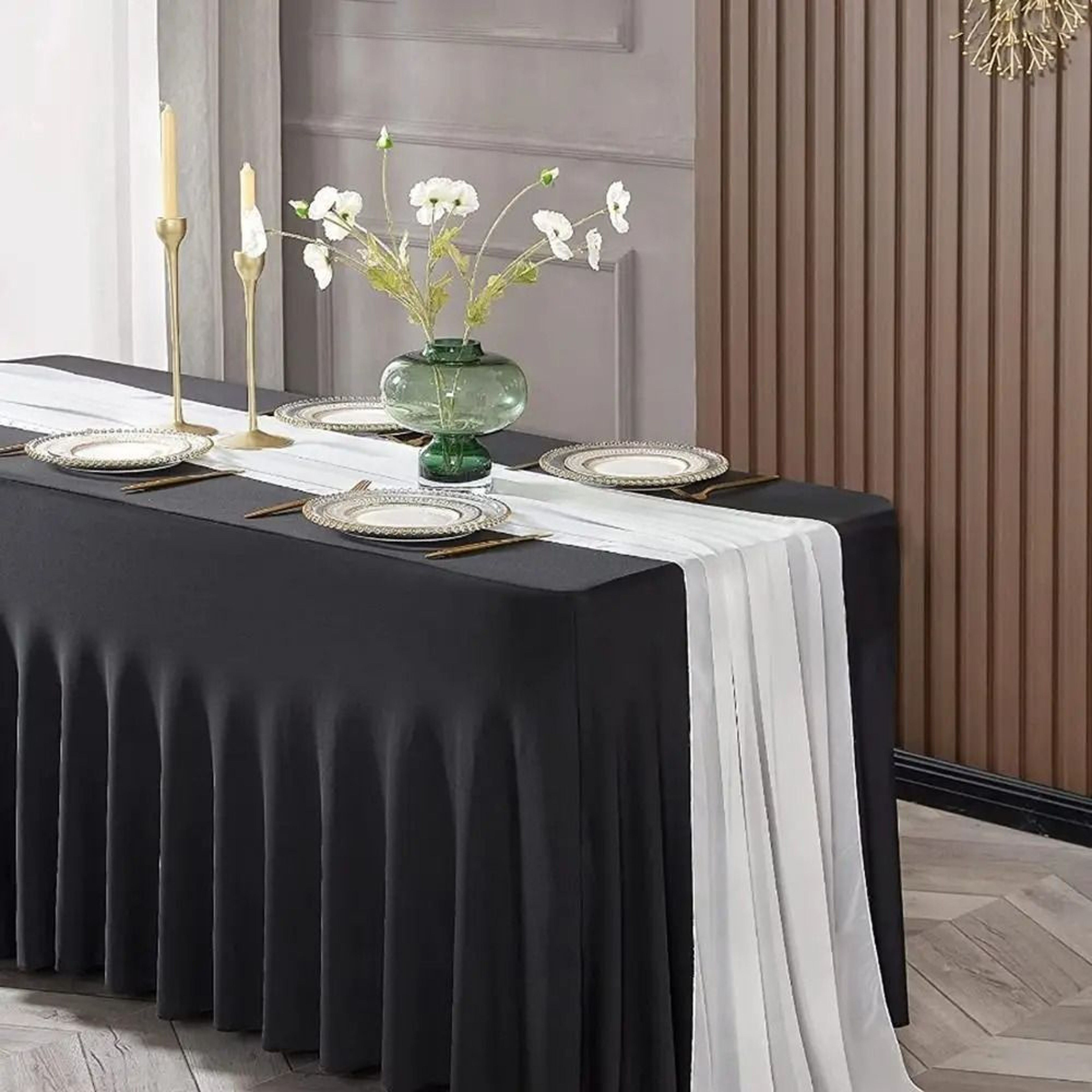 Elastic Spandex Table Skirt Cover For 4FT And 6FT Tables 0