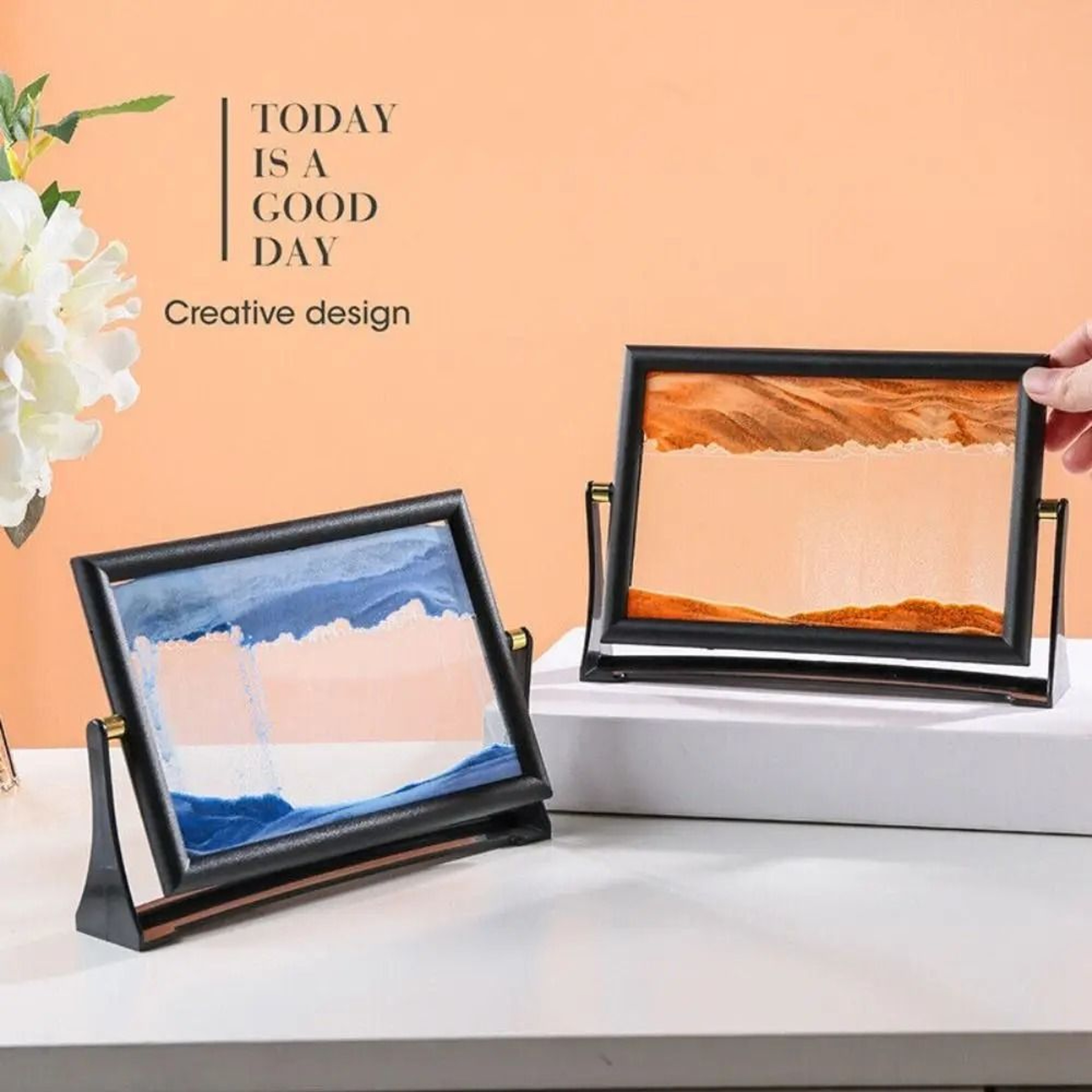 Rotating Moving Sand Art Picture For Relaxing Desk Home Decor 10