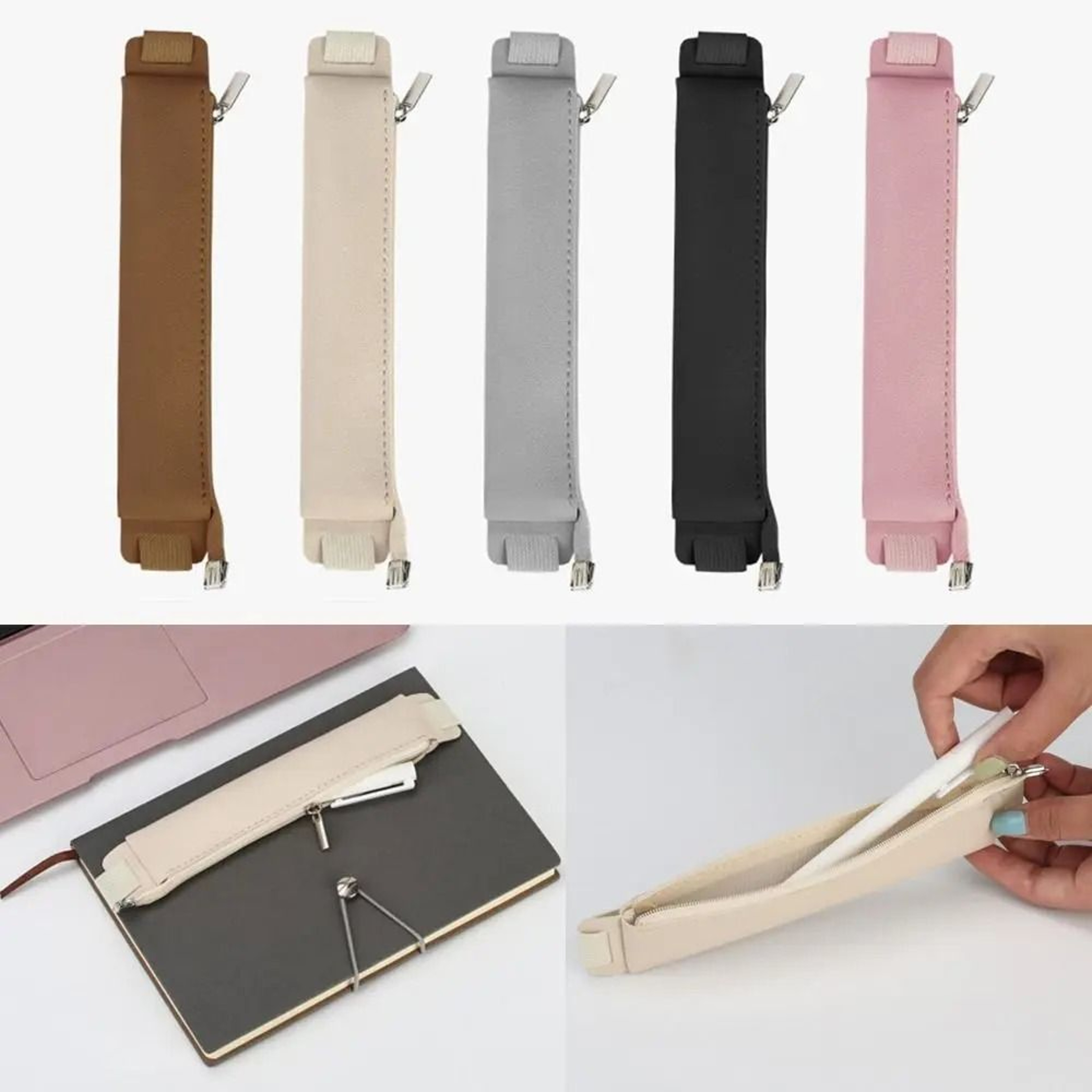 Vintage PU Leather Notebook Pencil Pouch With Adjustable Elastic Band 0