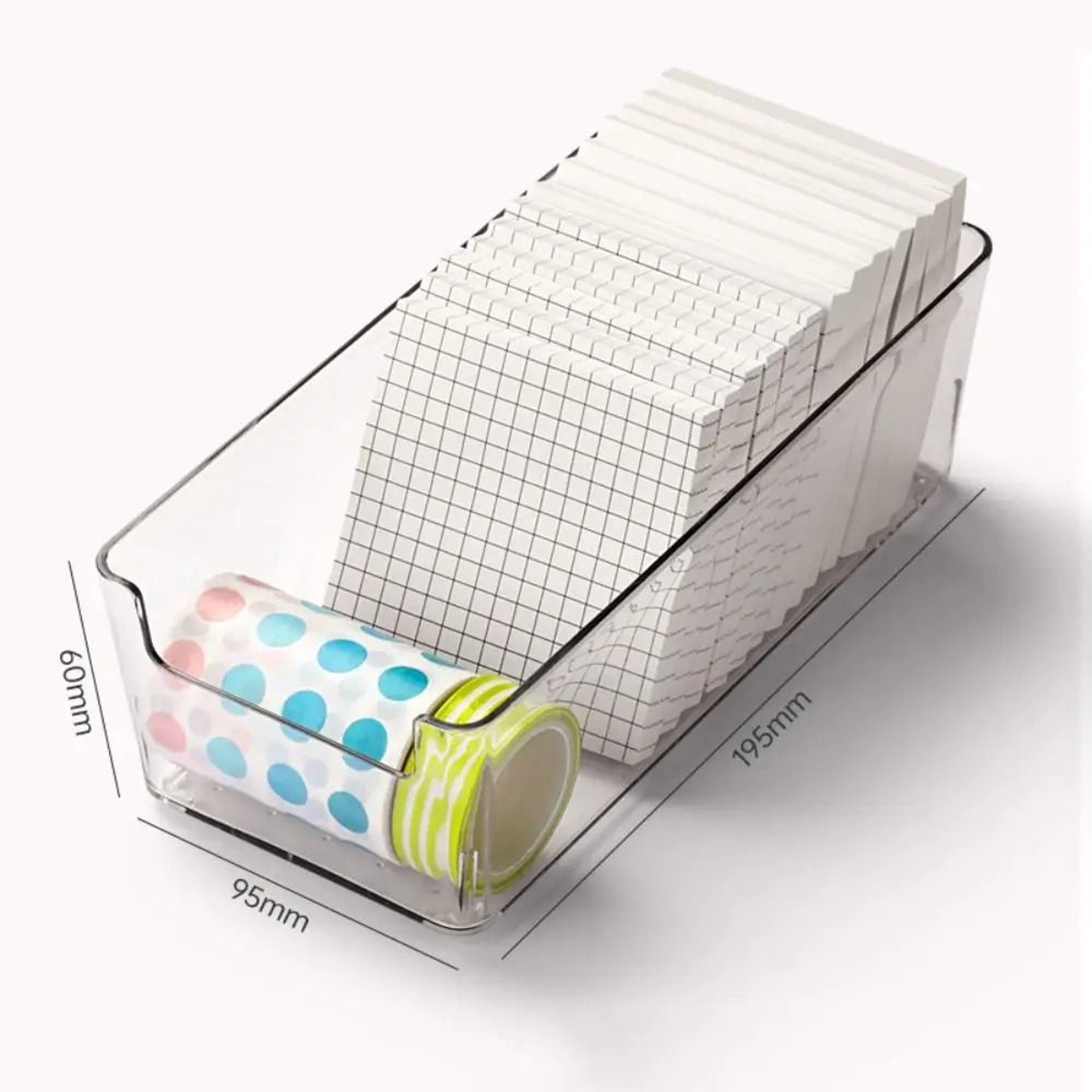 Clear Acrylic Note Storage Box With Drawer Desktop Stationery Organizer 3