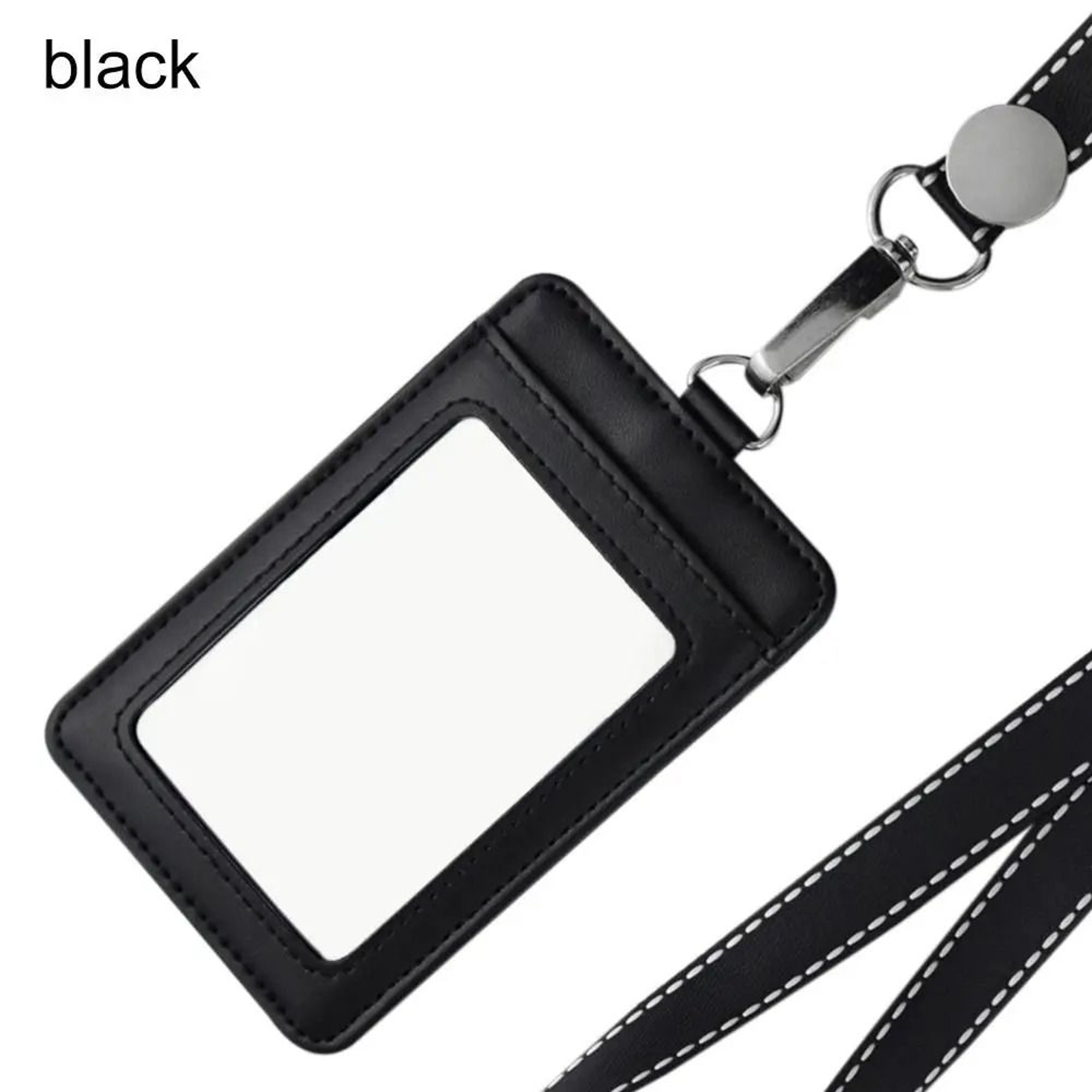 Genuine Leather ID Card Holder With Lanyard And Three Card Slots 6