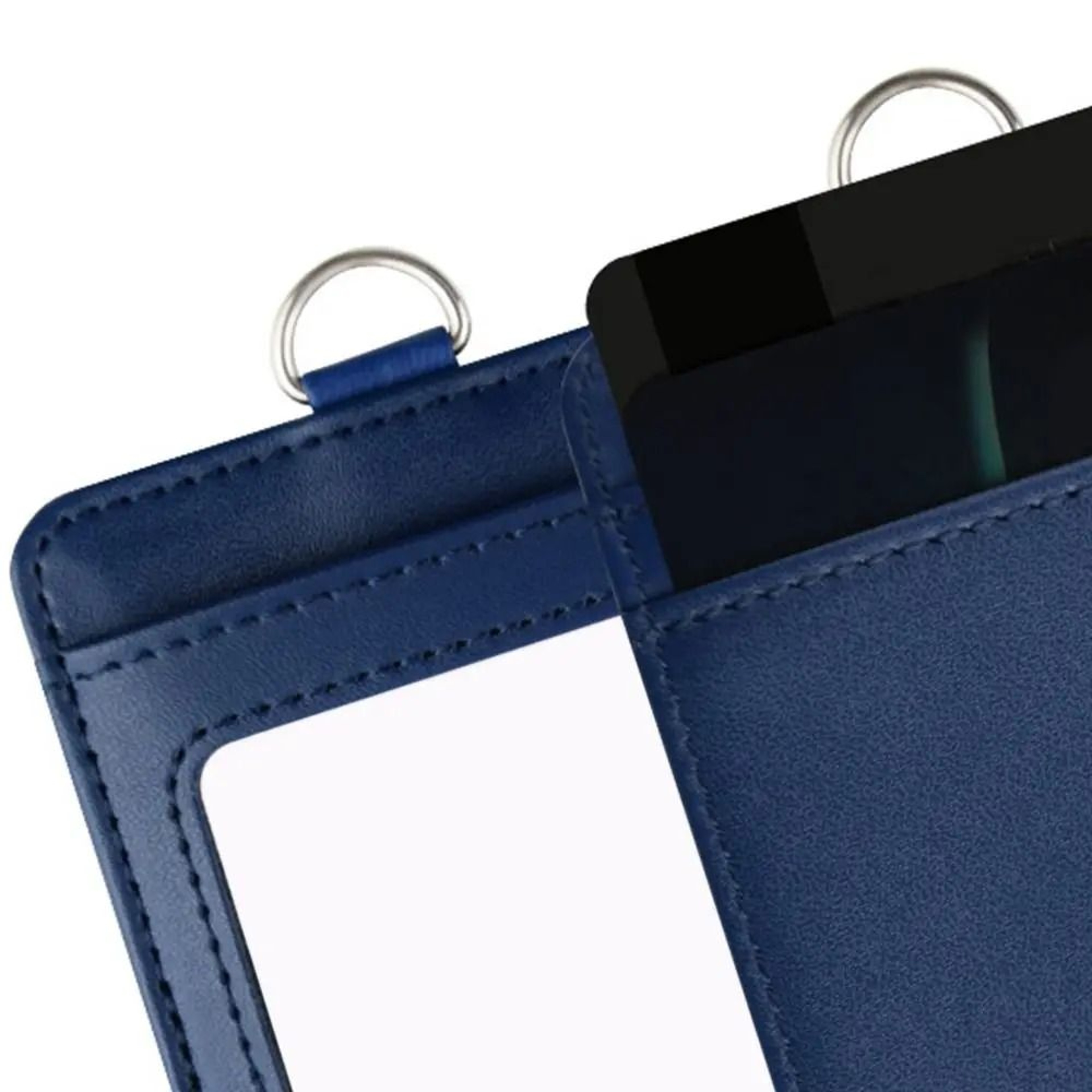 Genuine Leather ID Card Holder With Lanyard And Three Card Slots 10