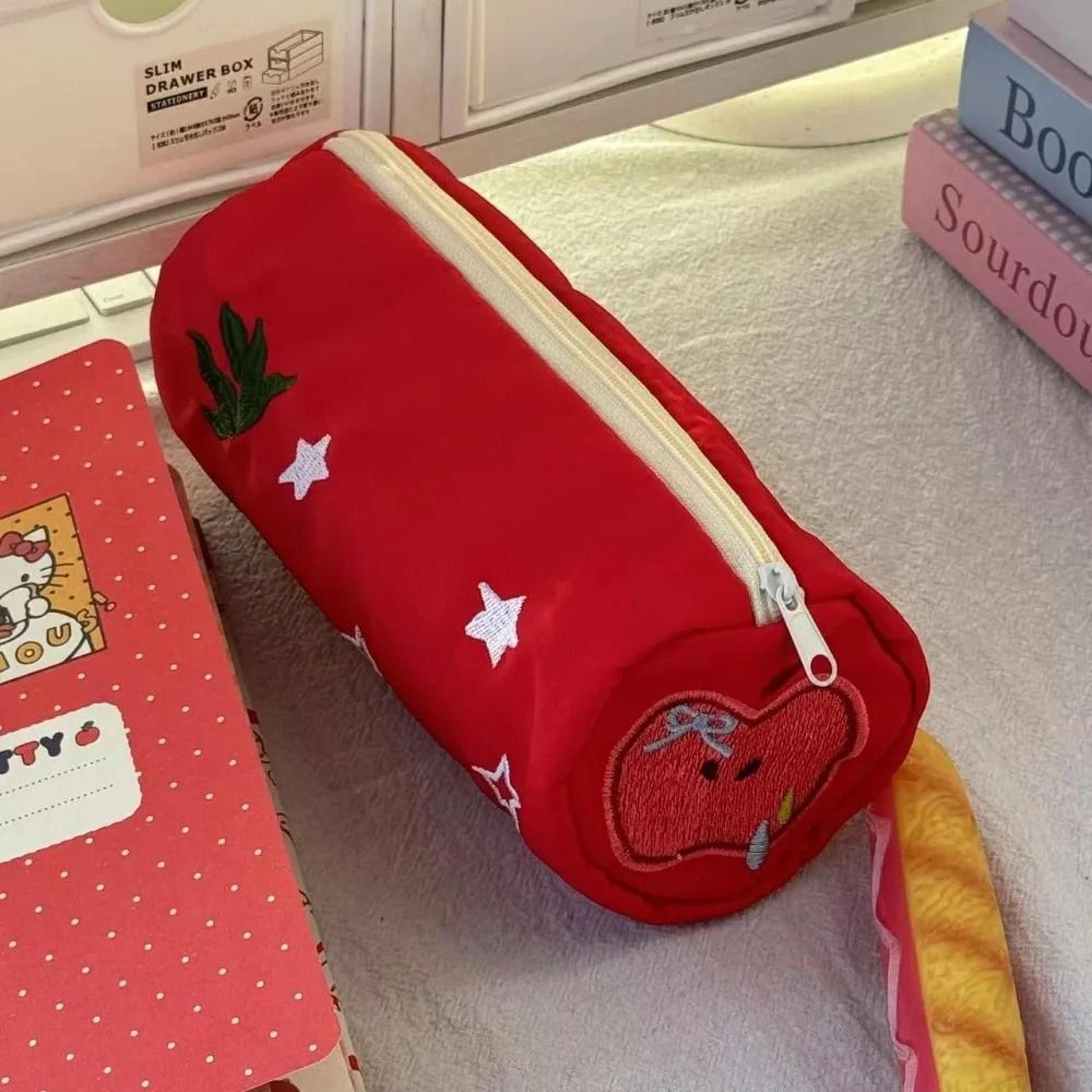 Cartoon Fruit Embroidered Large Capacity Pencil Case 2