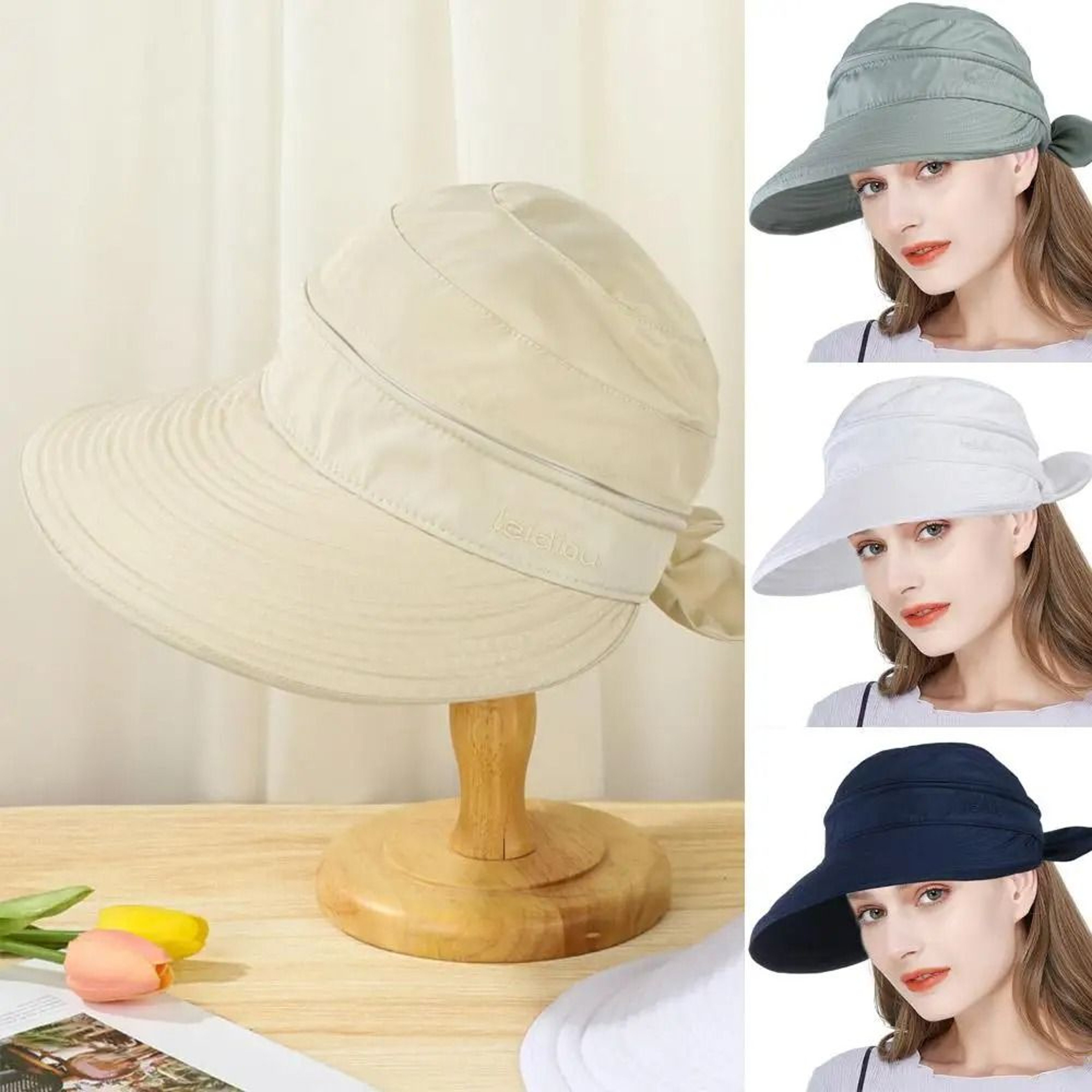 Womens Wide Brim Foldable Sun Visor Hat 9