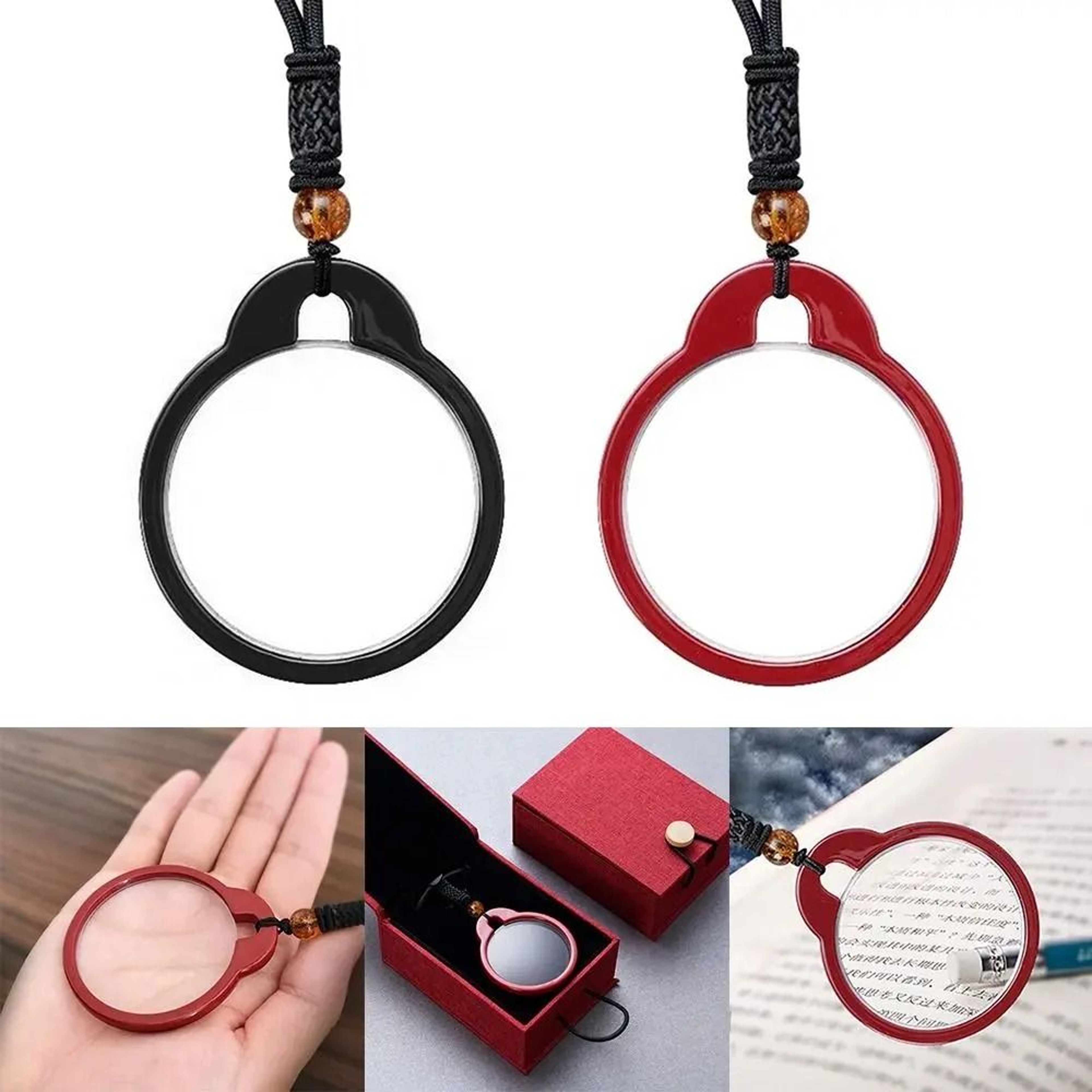 Wearable Magnifying Glass Necklace Reading Pendant 13