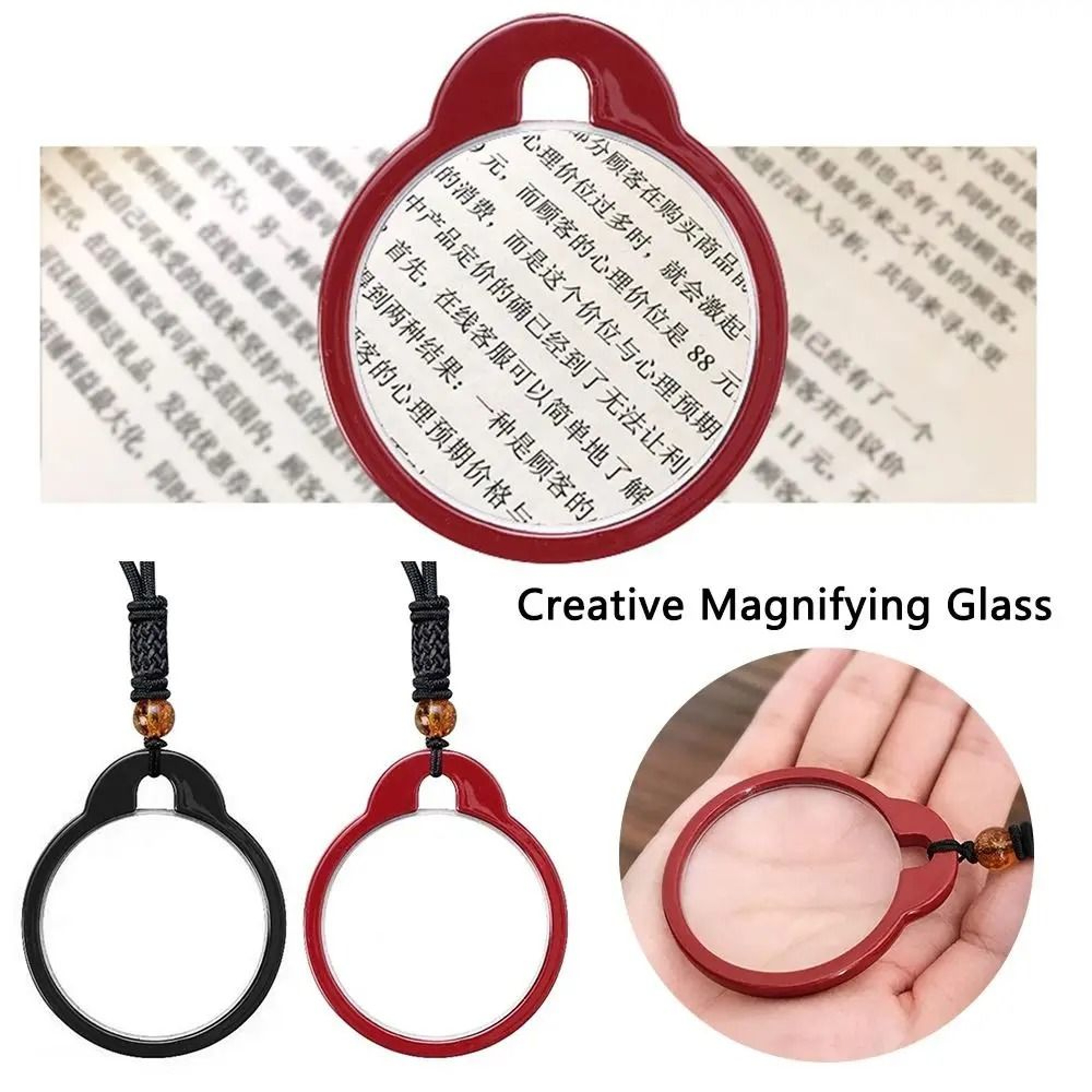 Wearable Magnifying Glass Necklace Reading Pendant 0