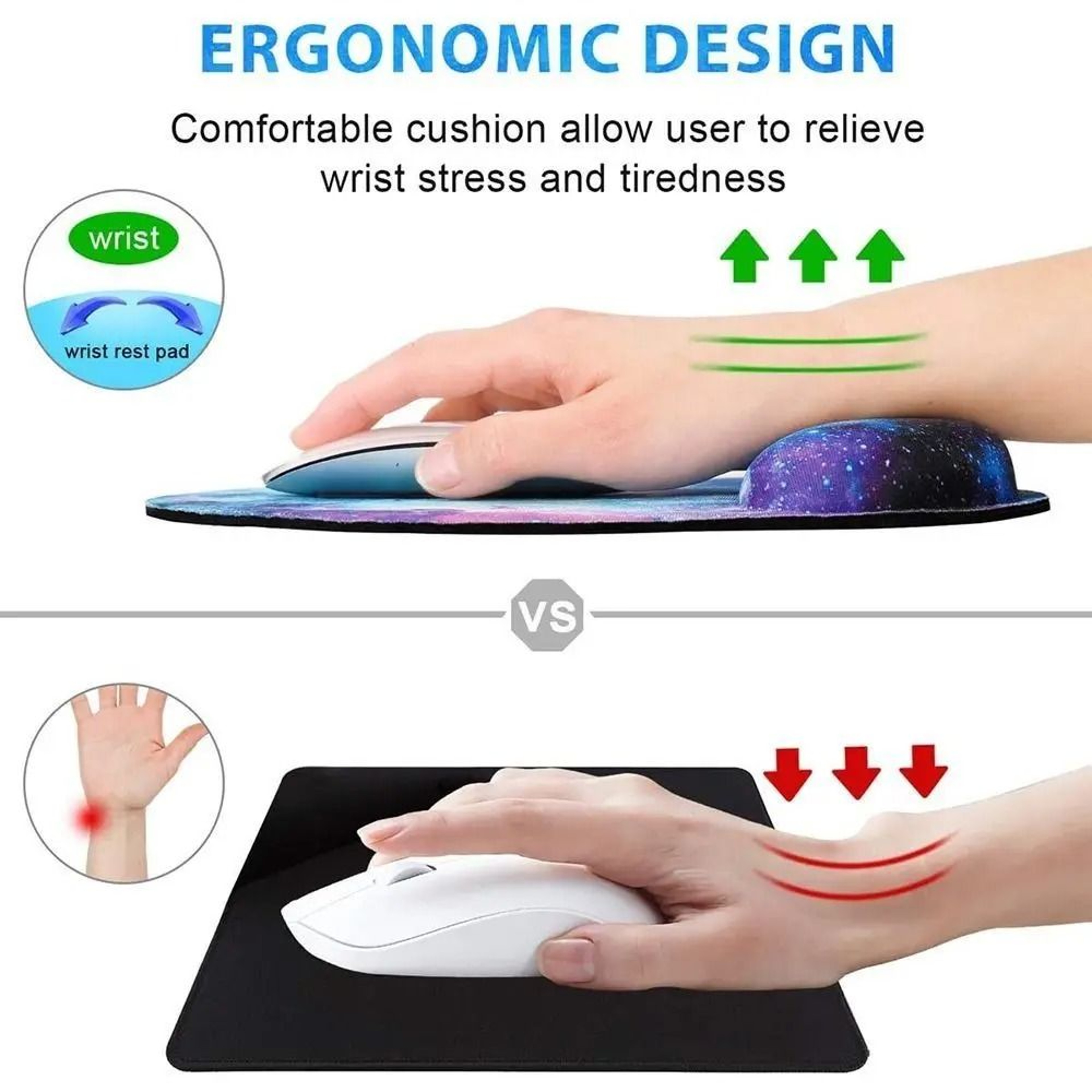 Marble Ergonomic Mouse Pad With Cushioned Wrist Rest 24