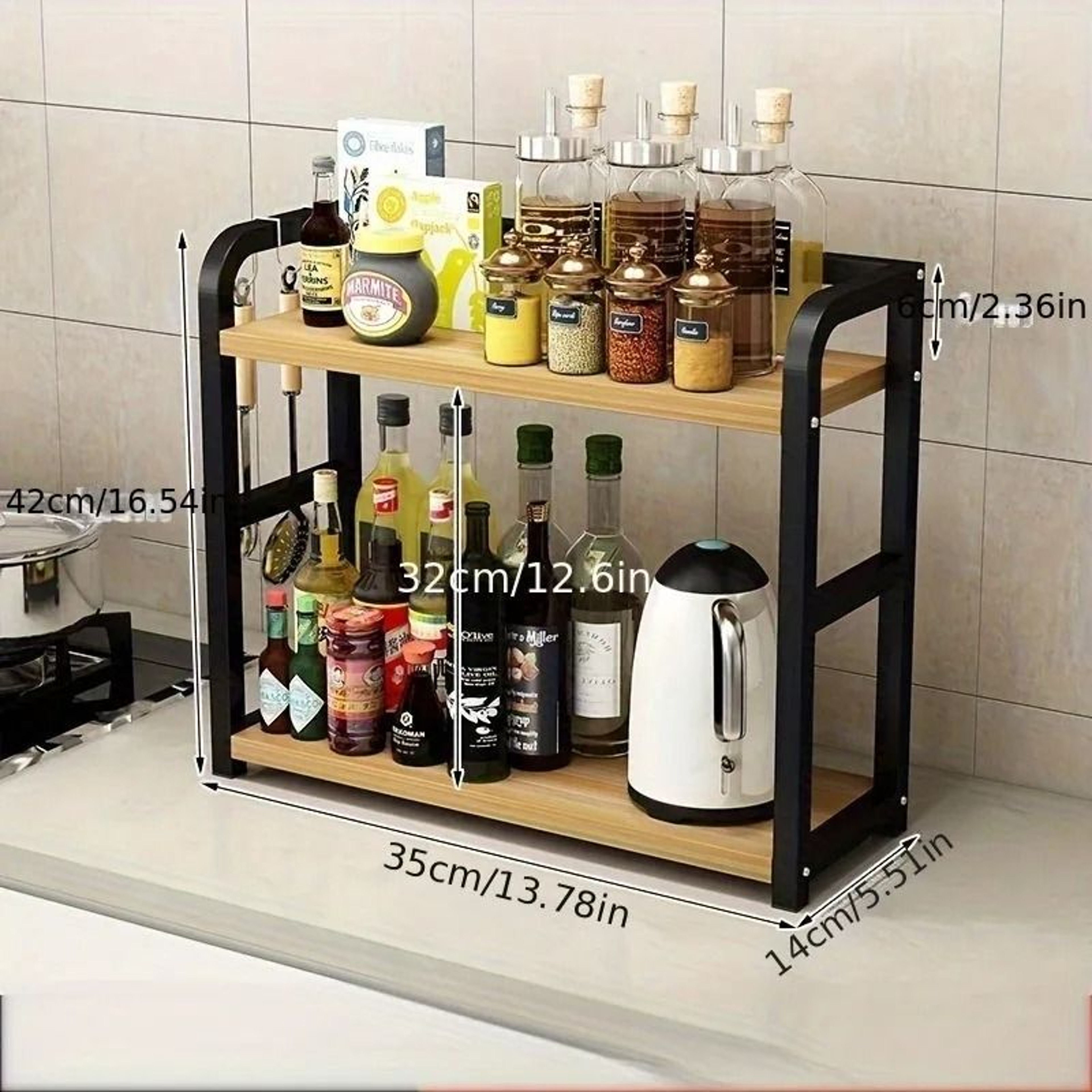 Two Tier Rustproof Kitchen Counter Shelf 4