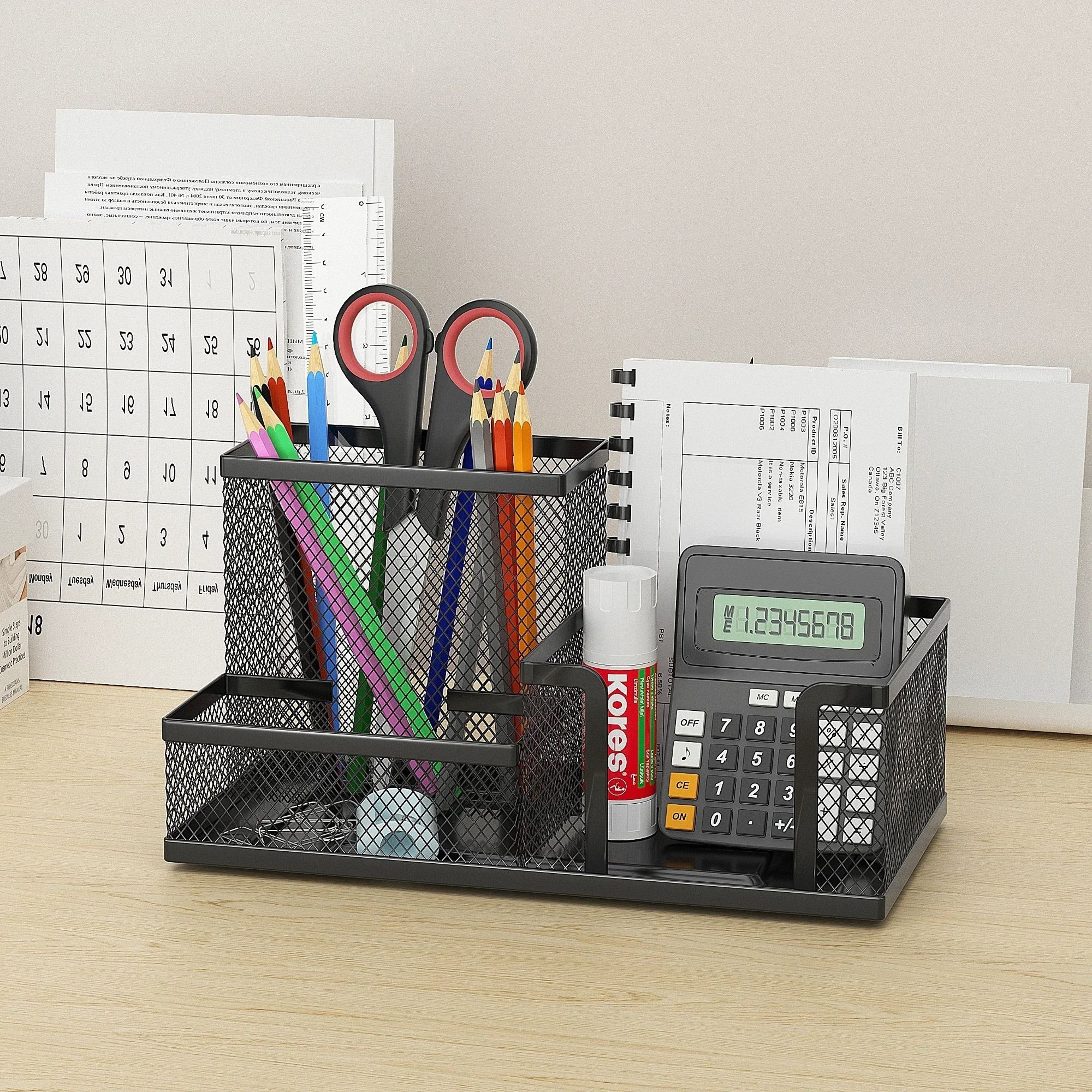 Three Tier Mesh Desk Organizer With Pencil Holder 1
