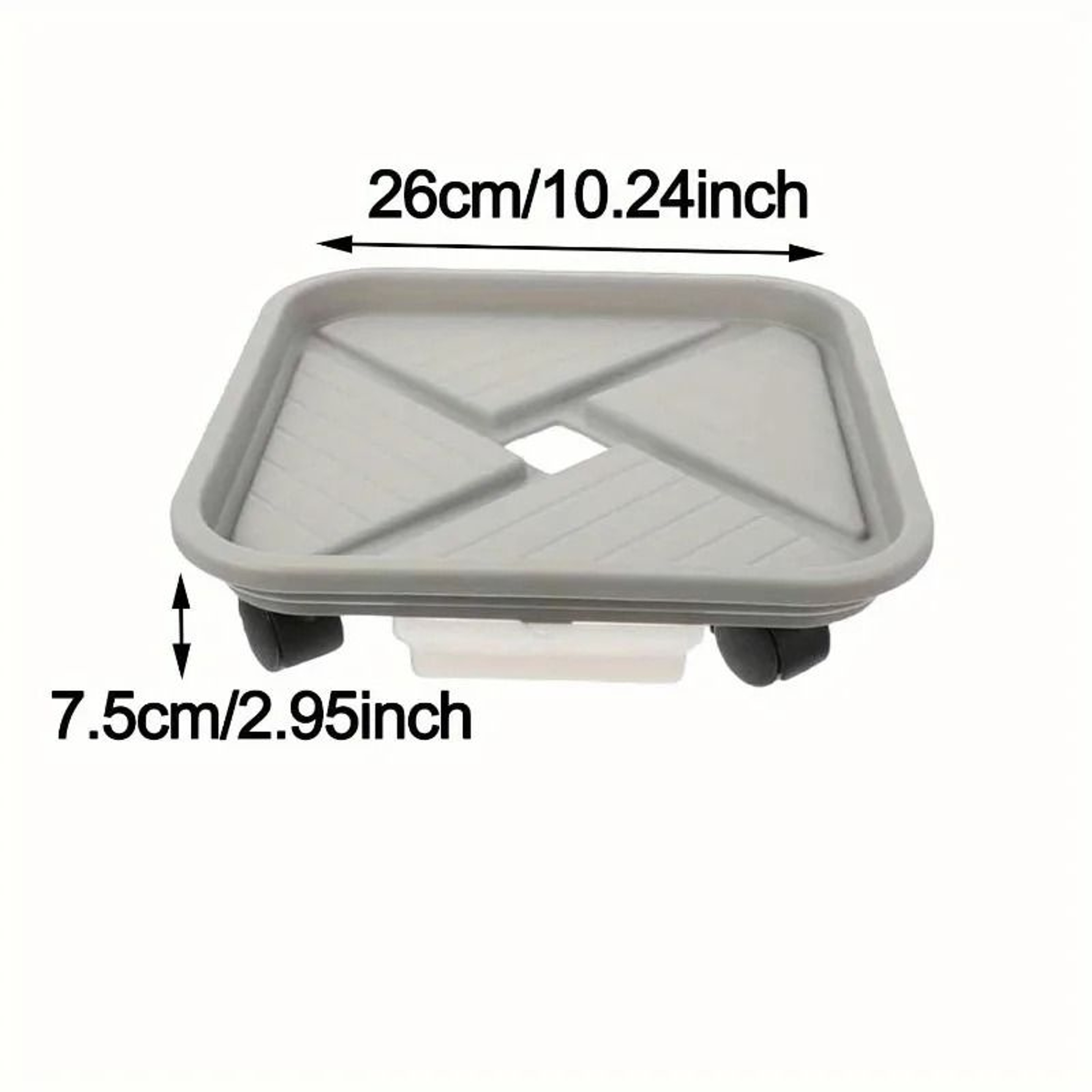 Square Rolling Plant Caddy With Drainage Tray 2