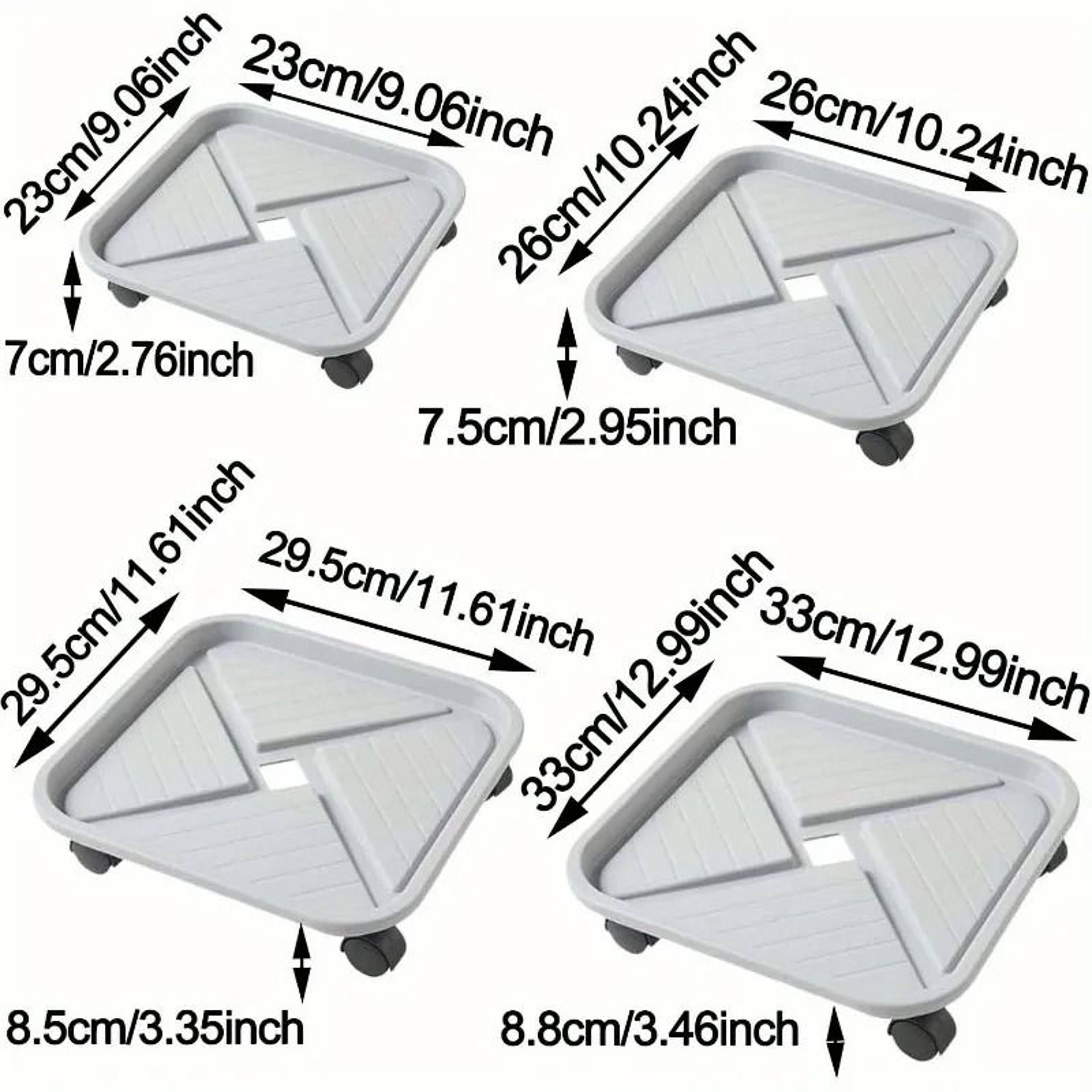 Square Rolling Plant Caddy With Drainage Tray 5