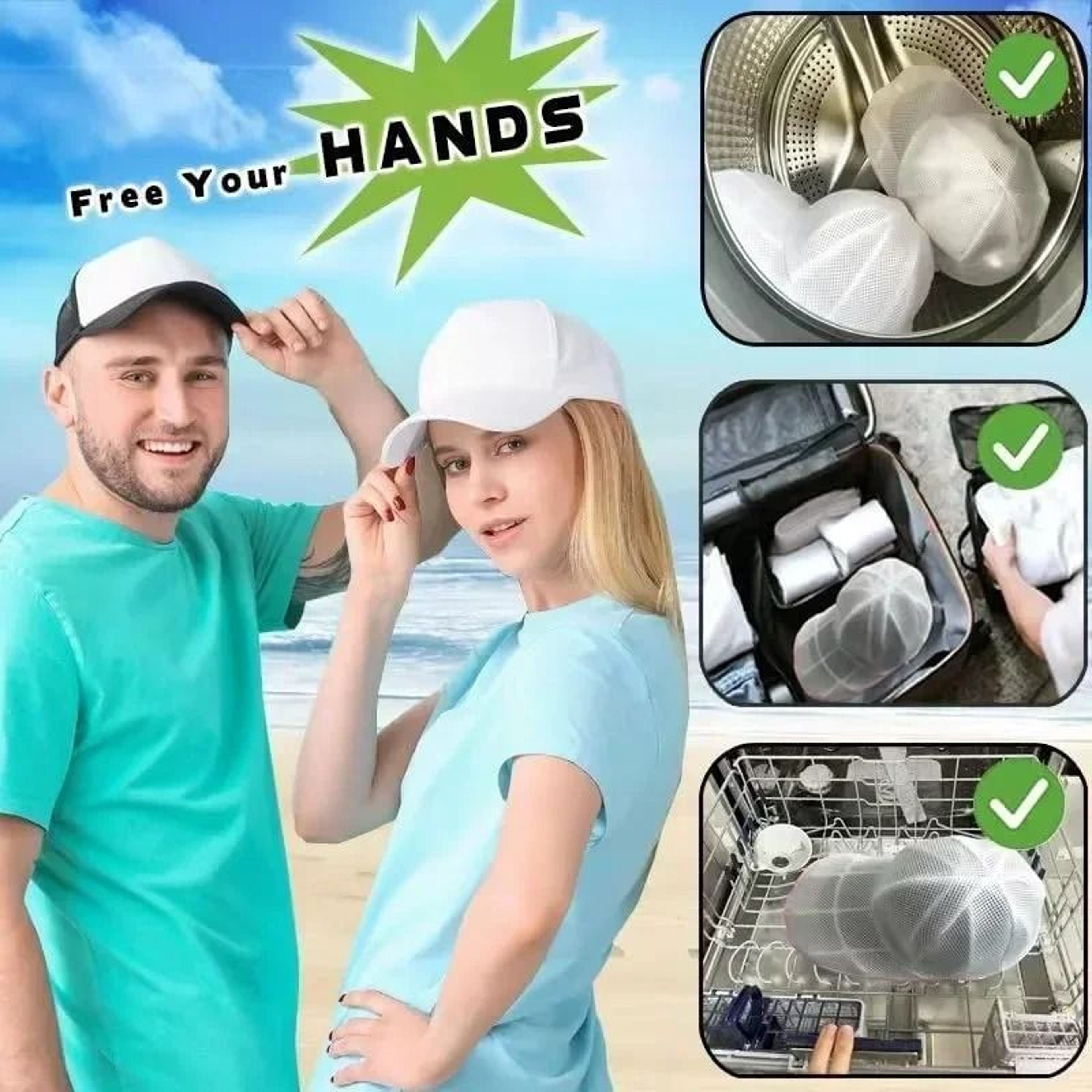 Baseball Cap Cleaning Cage And Mesh Bag Set 6