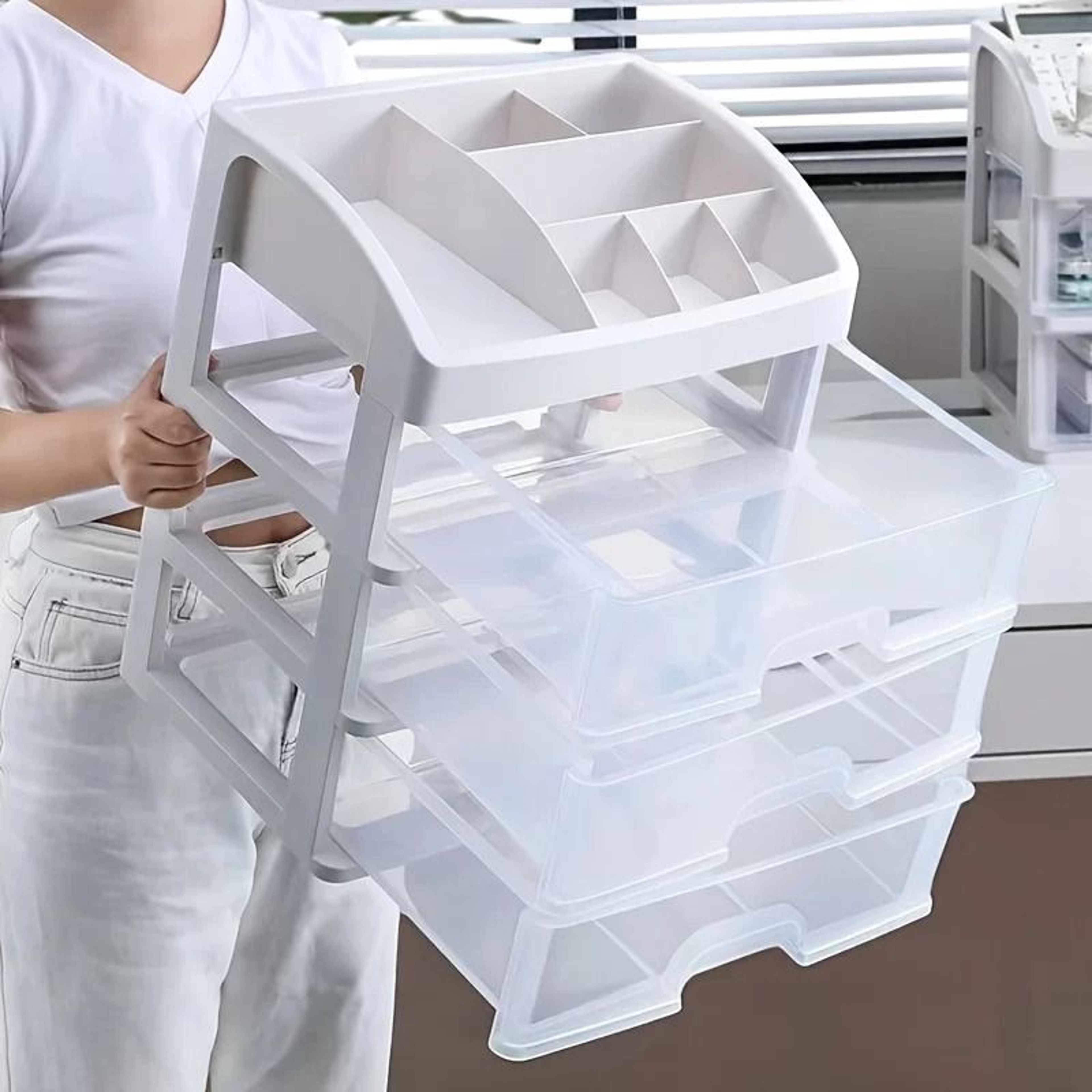 Transparent Makeup Organizer With Drawers For Tidy Vanity Storage Spaces 4