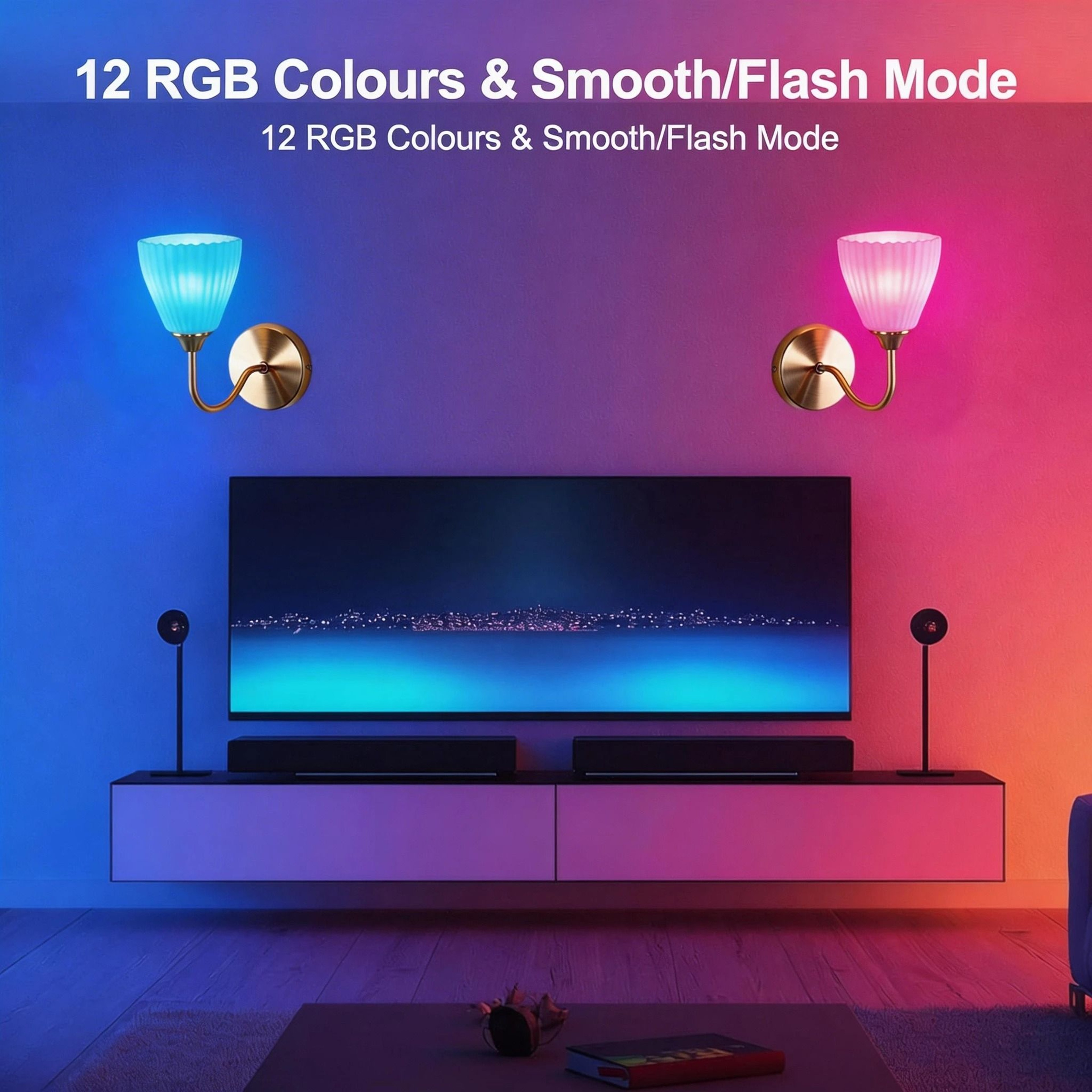 Gold Rechargeable RGB Wall Sconce With Remote Control 8