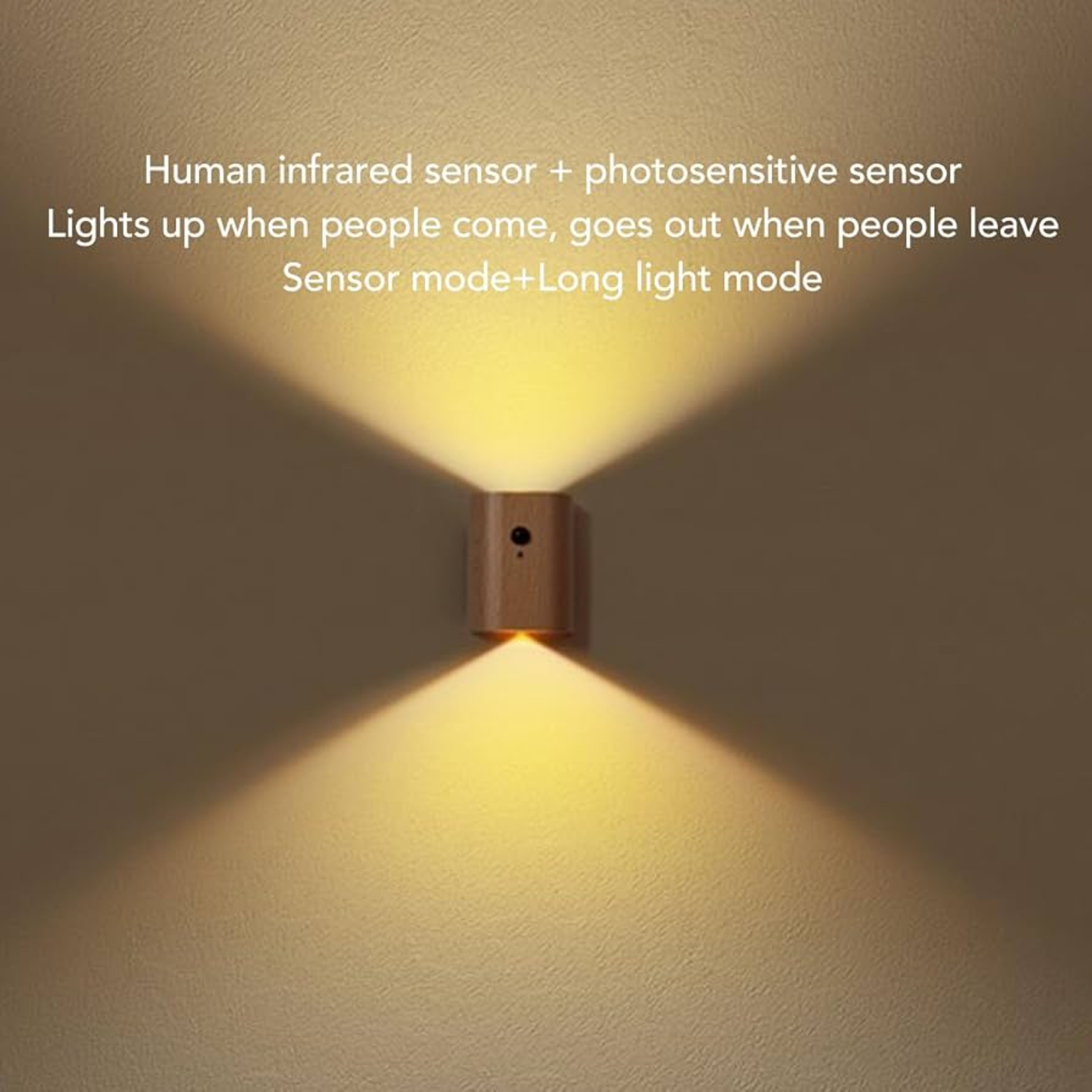 Wooden Rechargeable Infrared Motion Sensor Night Light 1