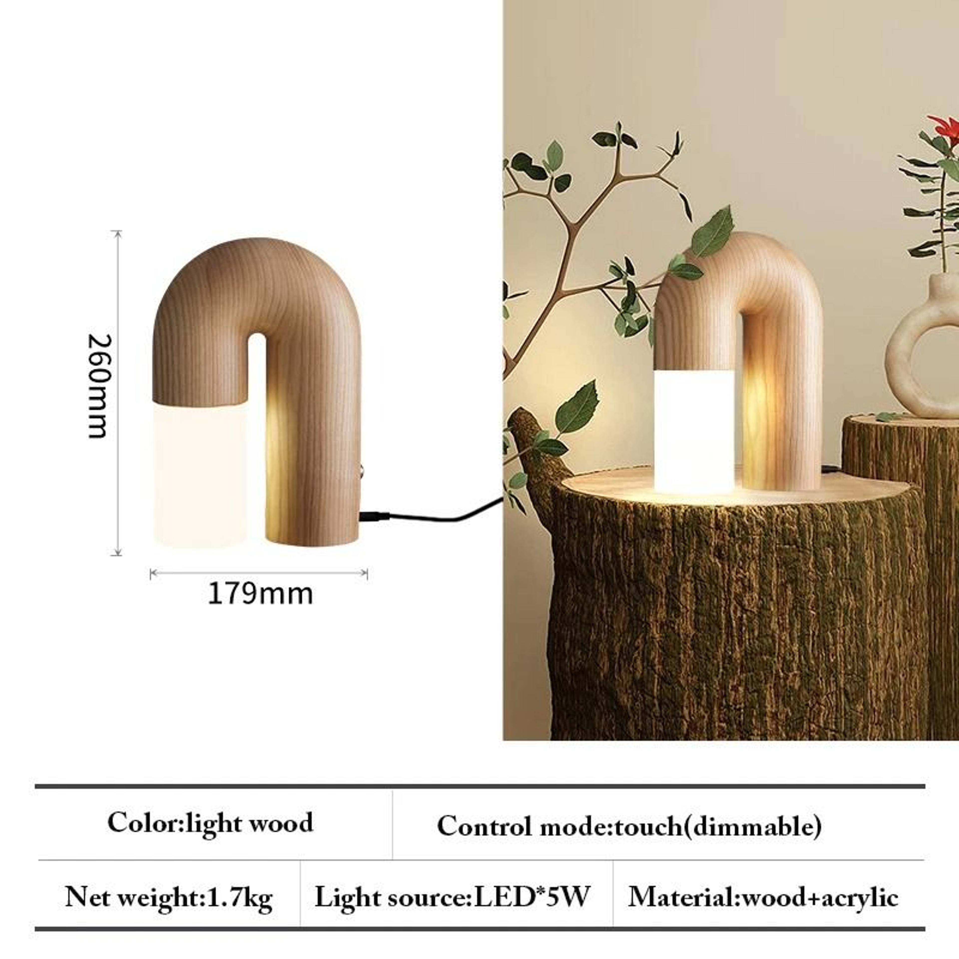 Vintage Ash Wood LED Wall Sconce 4