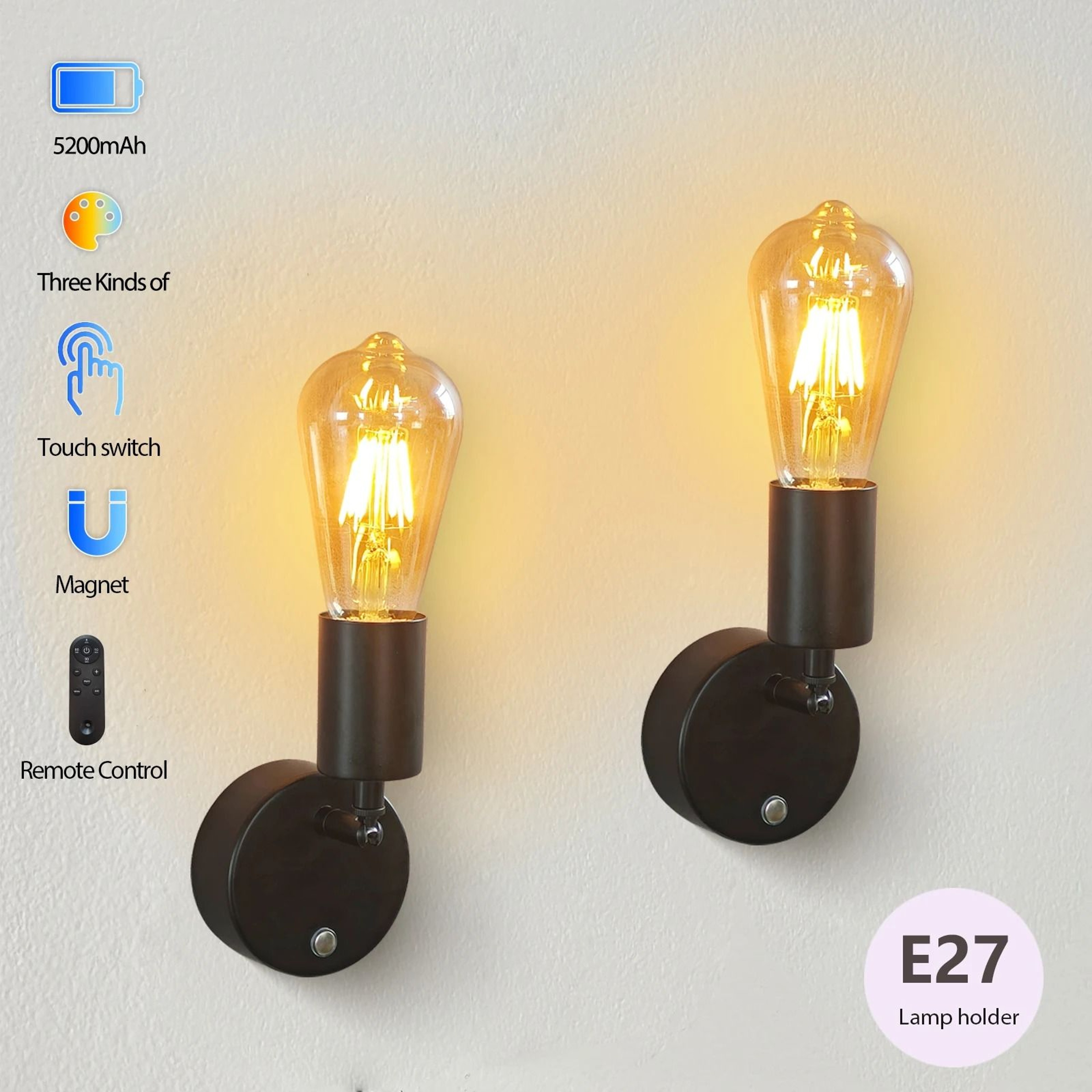 Industrial Rechargeable Wall Sconce With Remote Control 0