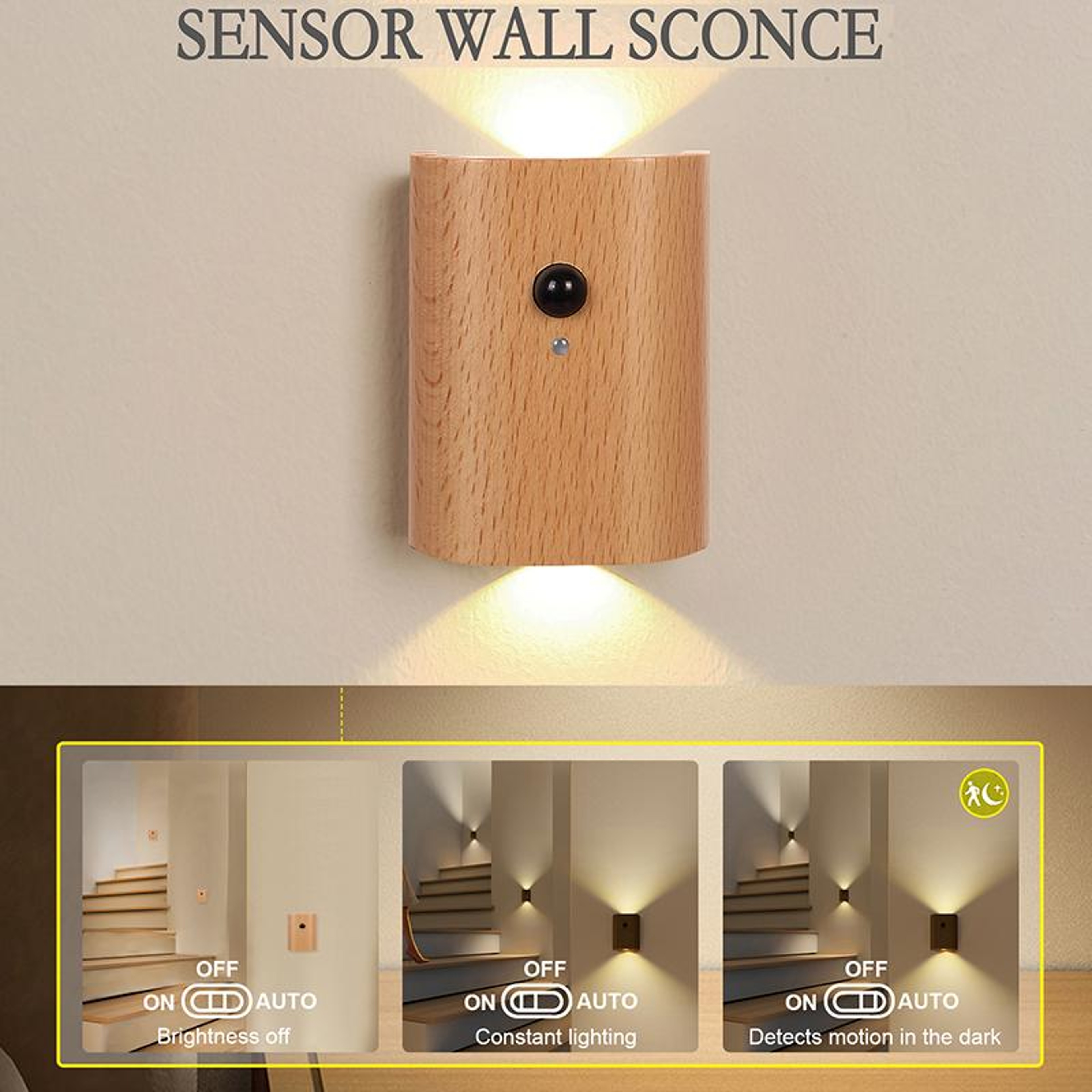 Wooden Rechargeable Motion Sensor Night Light 1