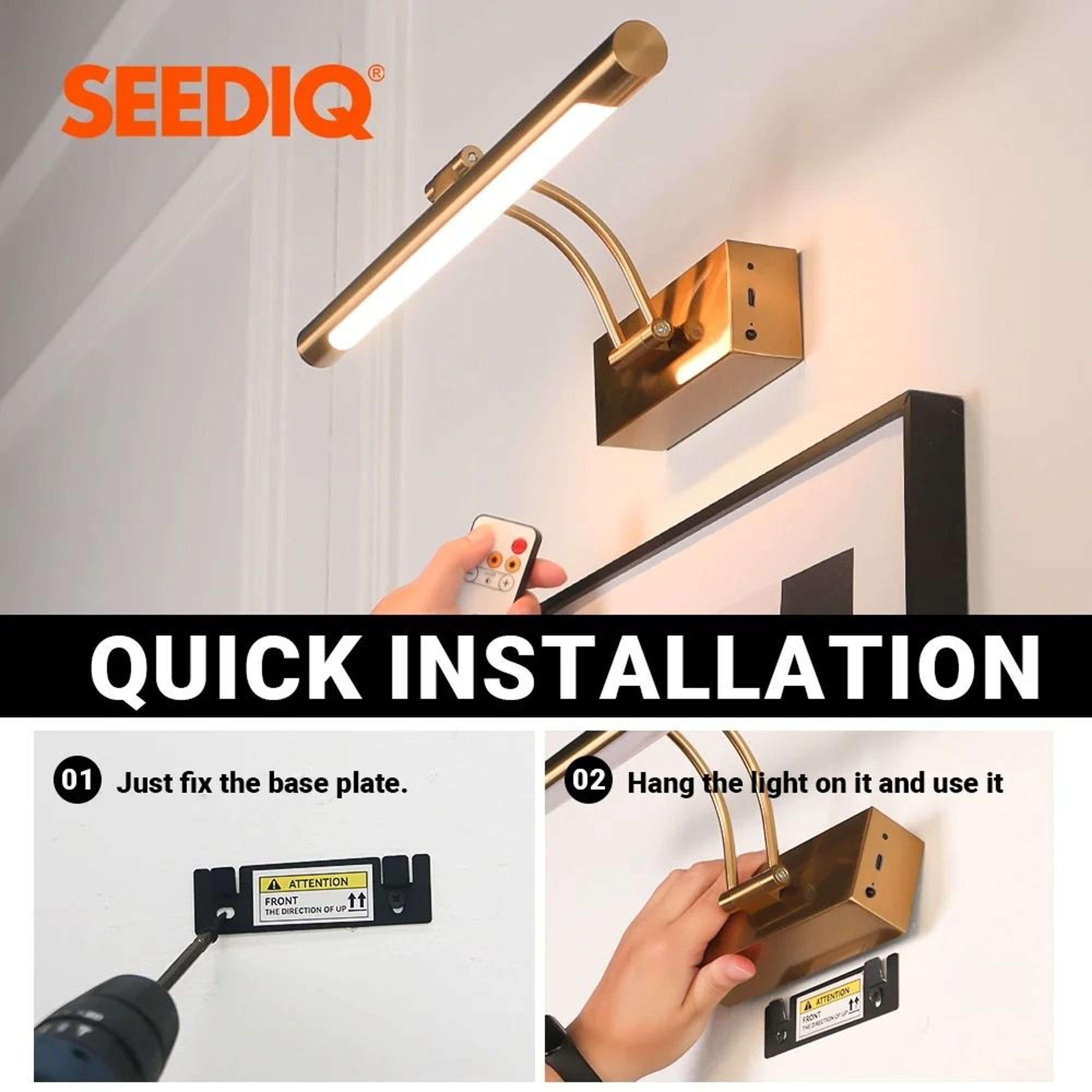 Long Lasting Rechargeable LED Picture Light With Remote Control 7