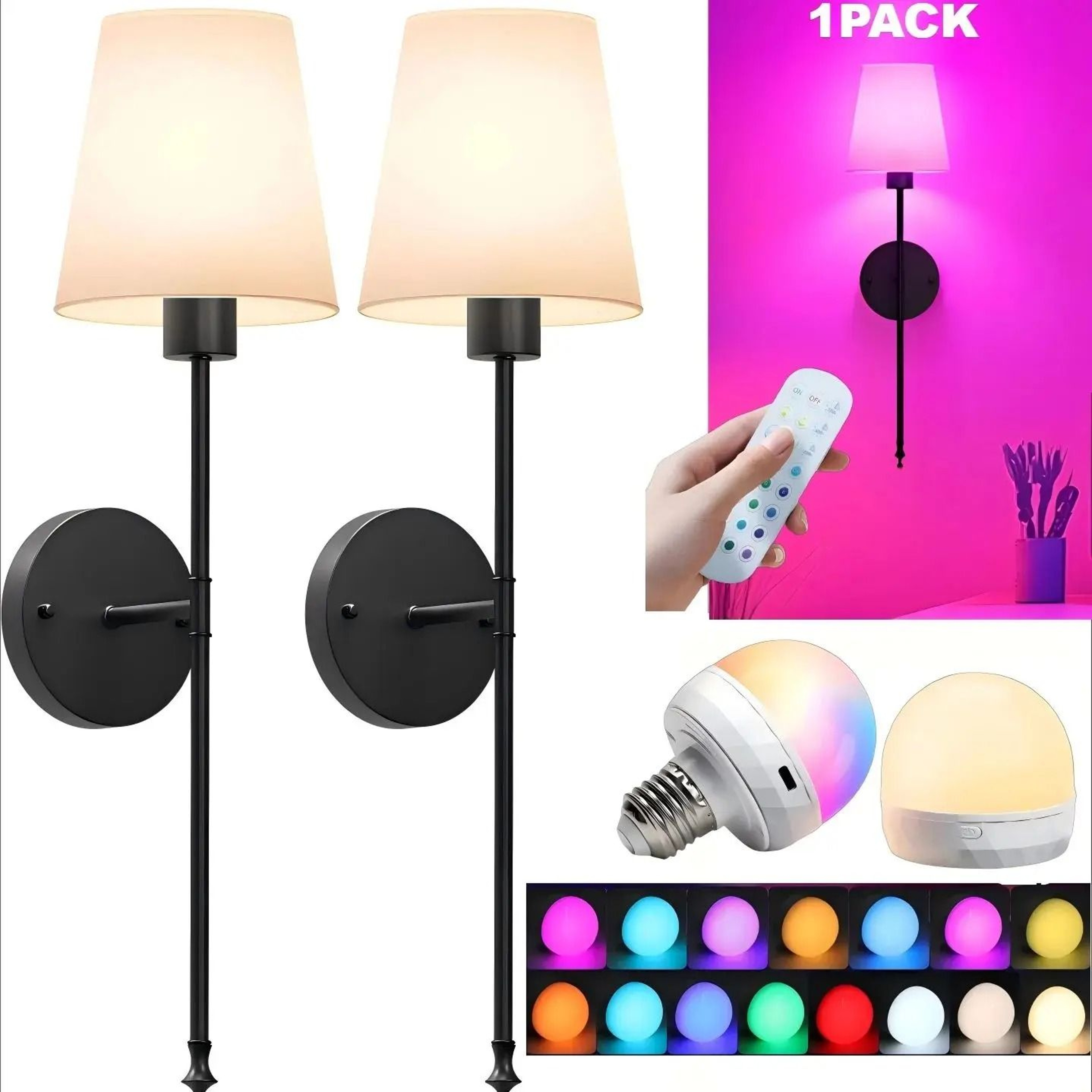 Rechargeable Amber RGB Wall Sconce With Remote 0