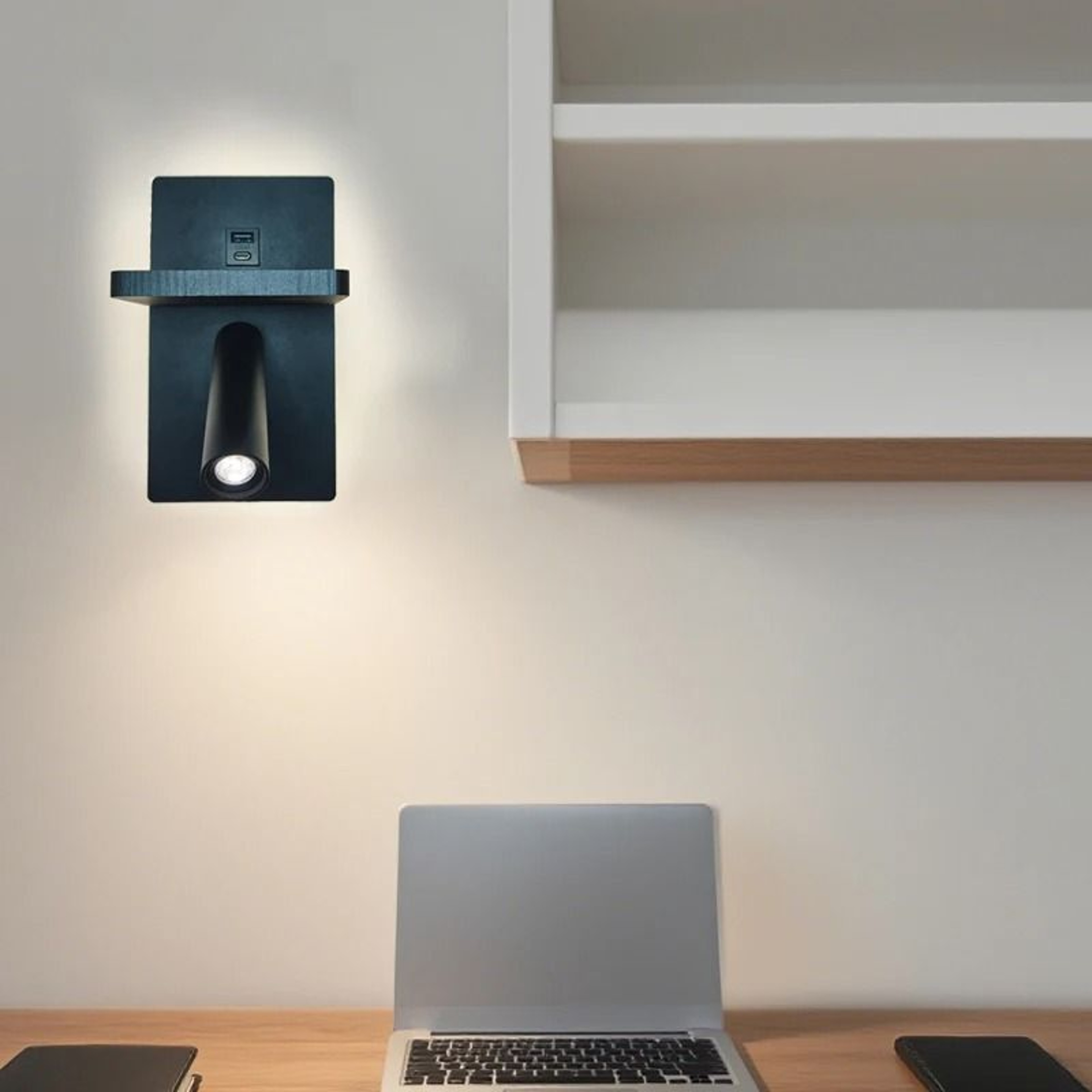 Modern Black Rechargeable Adjustable Spotlight Wall Sconce 6