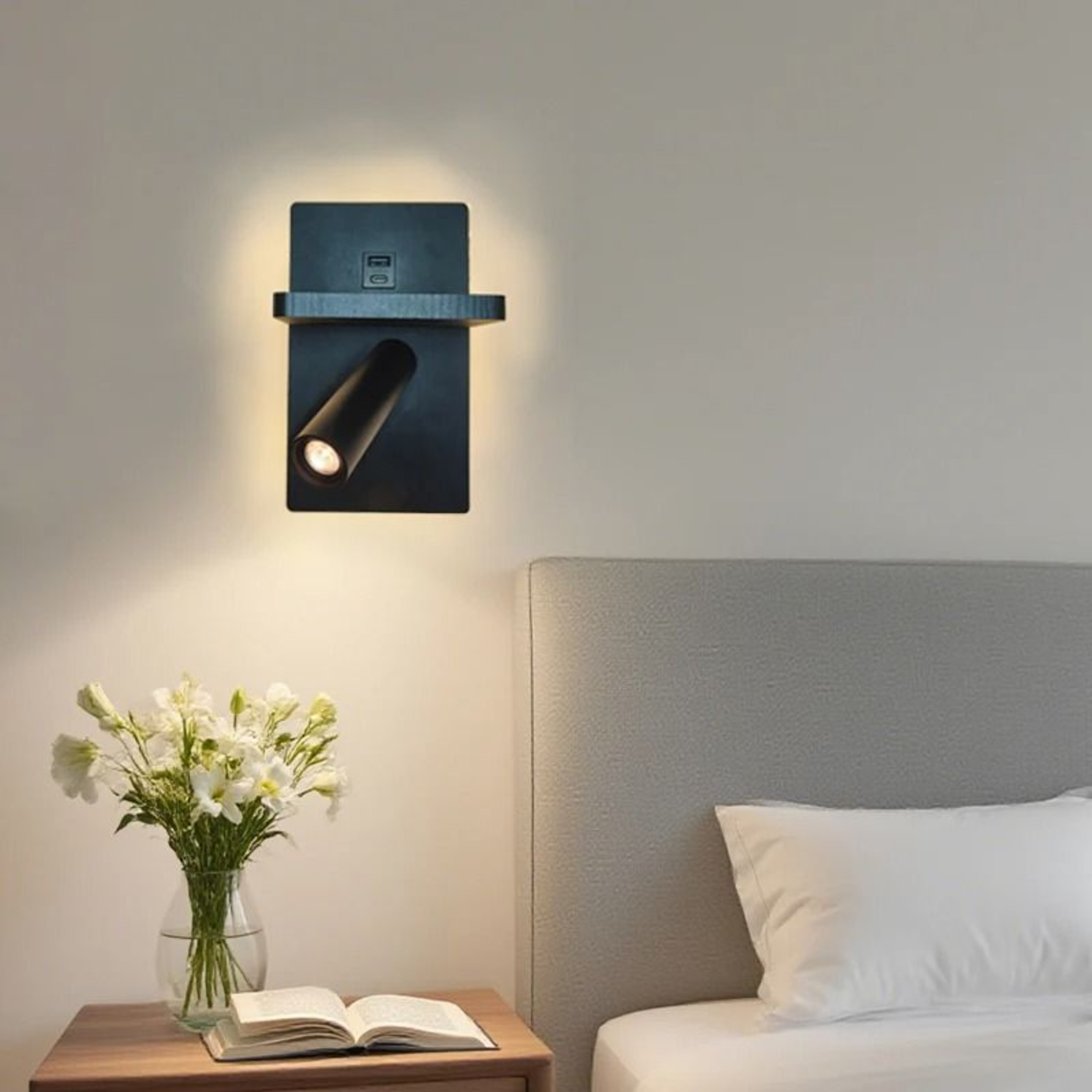 Modern Black Rechargeable Adjustable Spotlight Wall Sconce 0