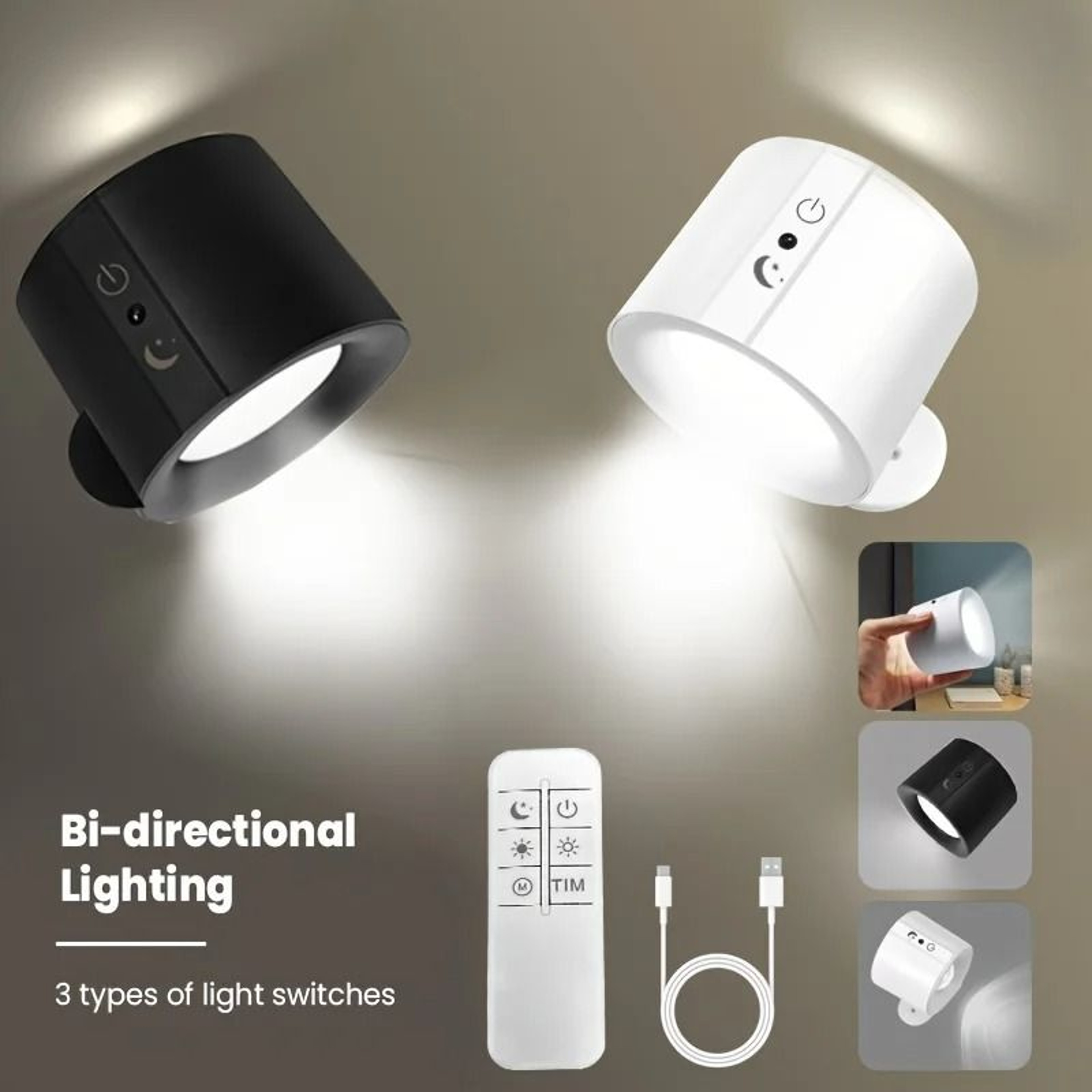 Magnetic Rechargeable 360 Rotating LED Wall Lamp 8