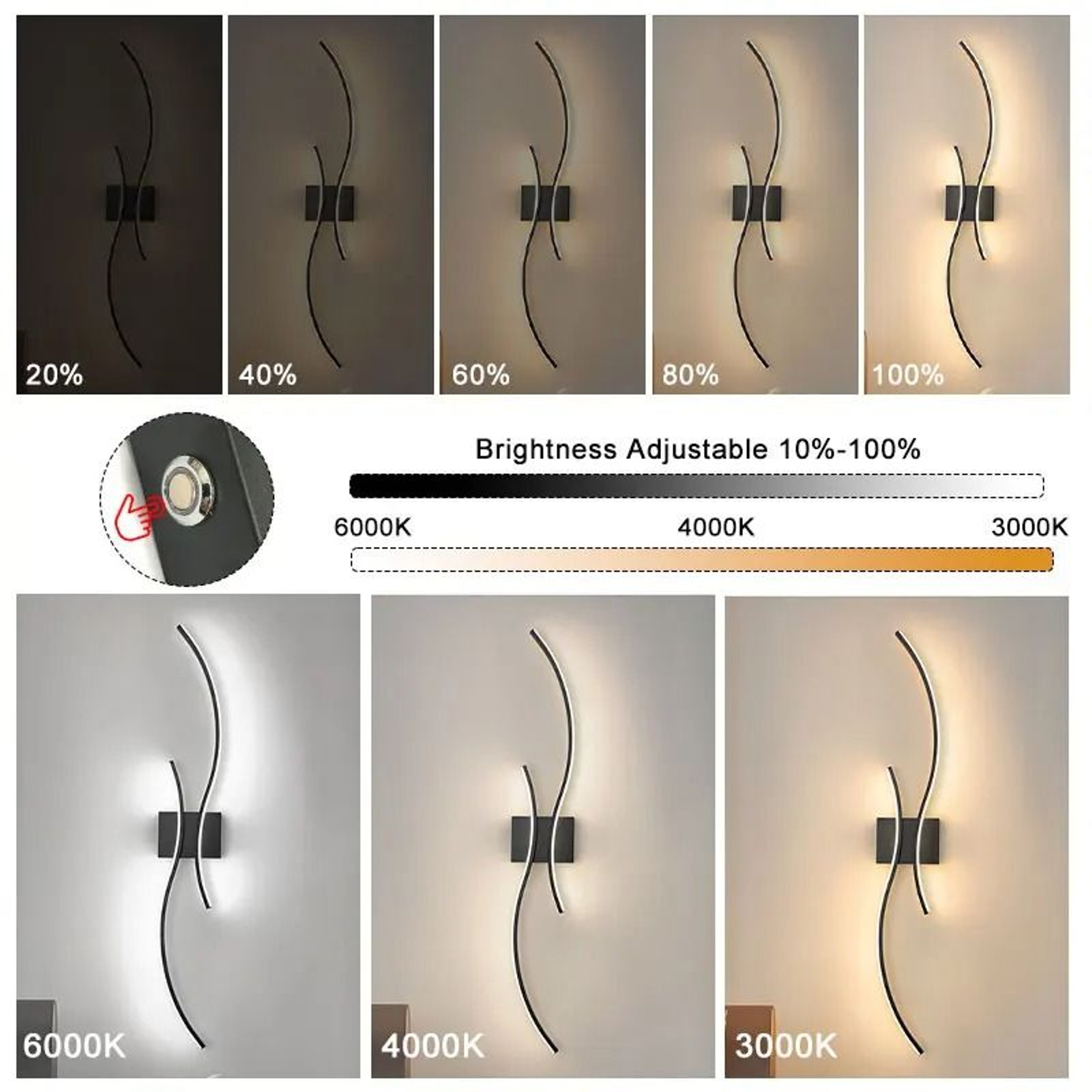 Rechargeable 3CCT Dimmable LED Wall Sconce 8