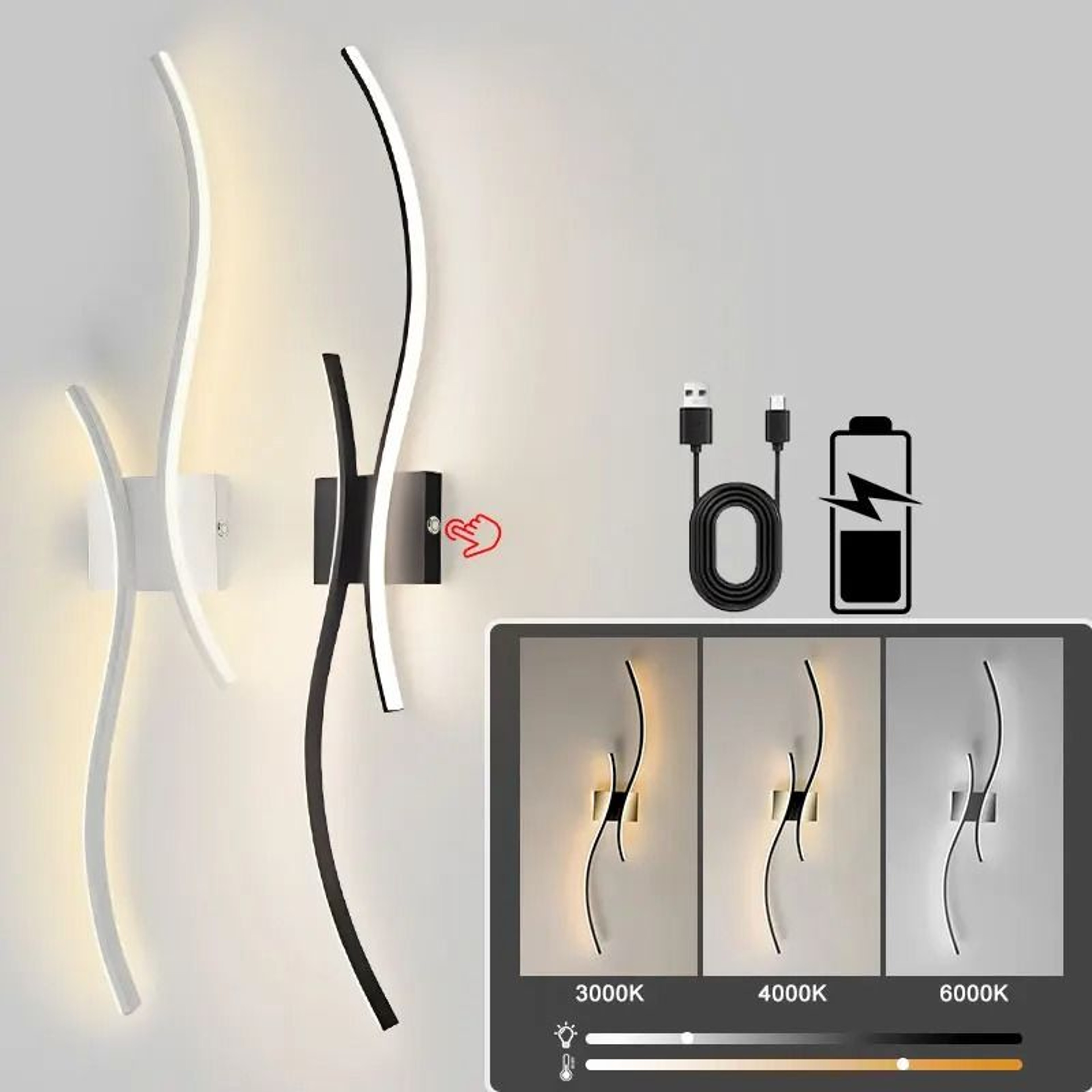 Rechargeable 3CCT Dimmable LED Wall Sconce 11