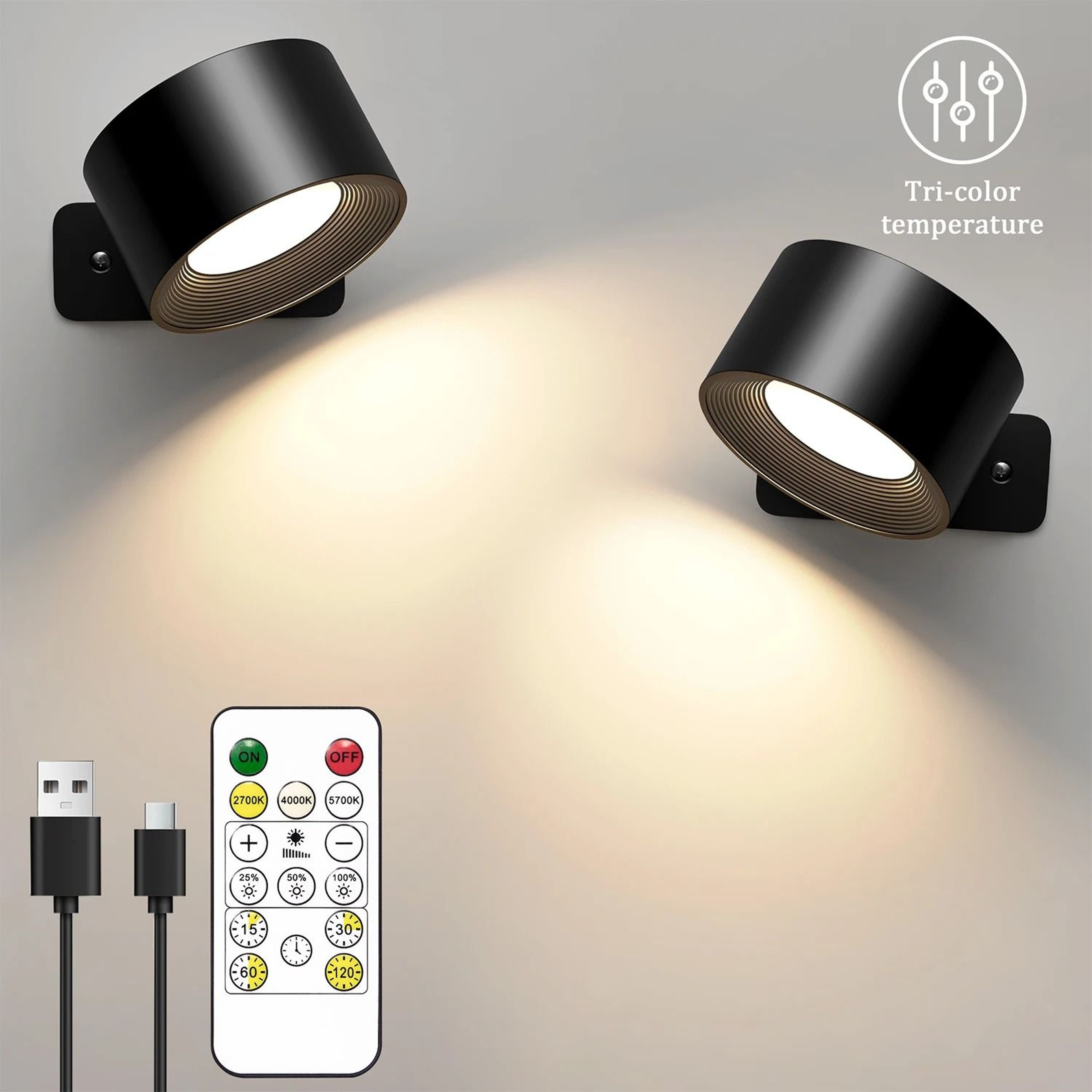LumaFlex Magnetic Rechargeable Wall Sconce With Remote 3