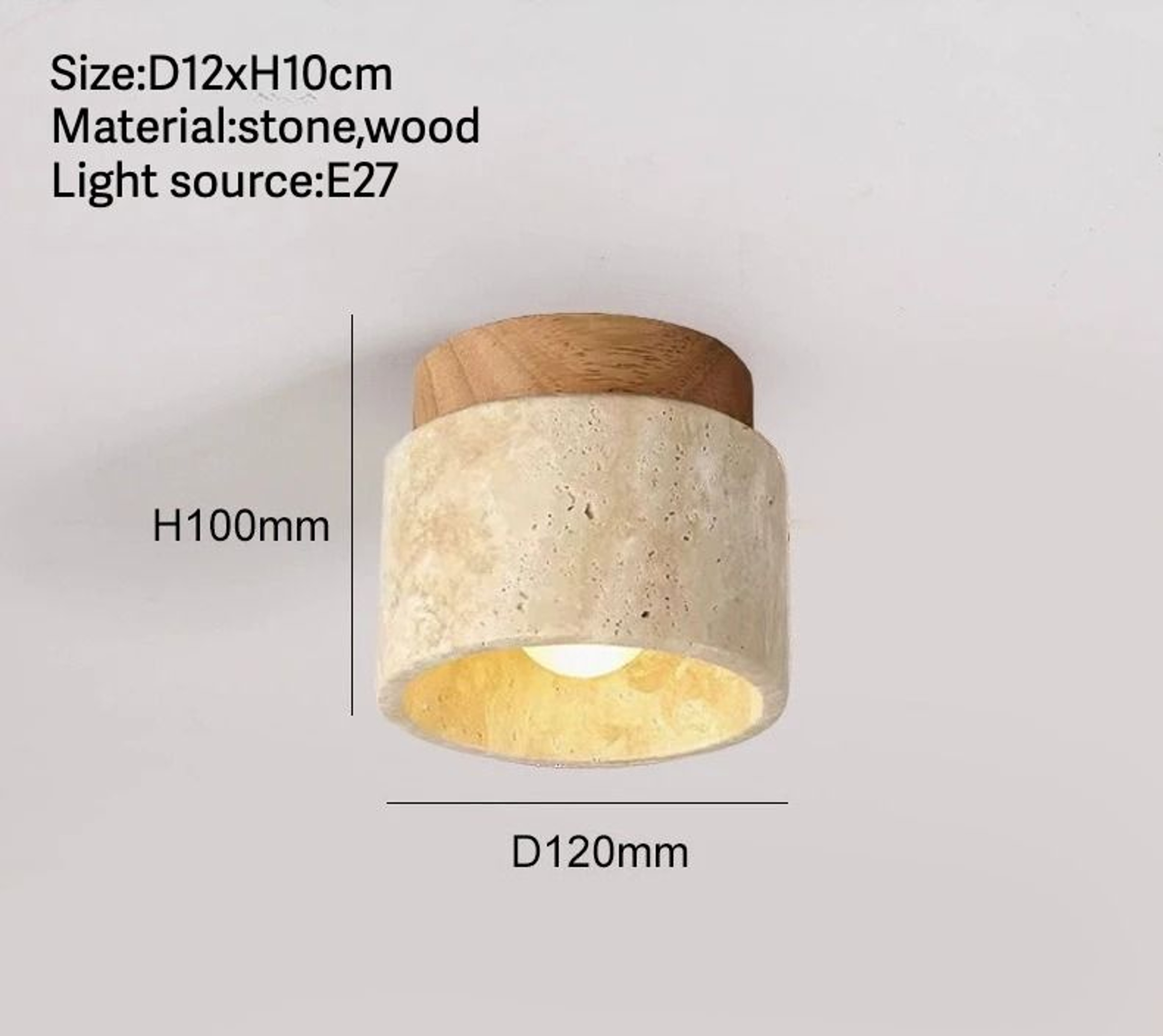 Nordic Glow Travertine Stone LED Wall Sconce 4