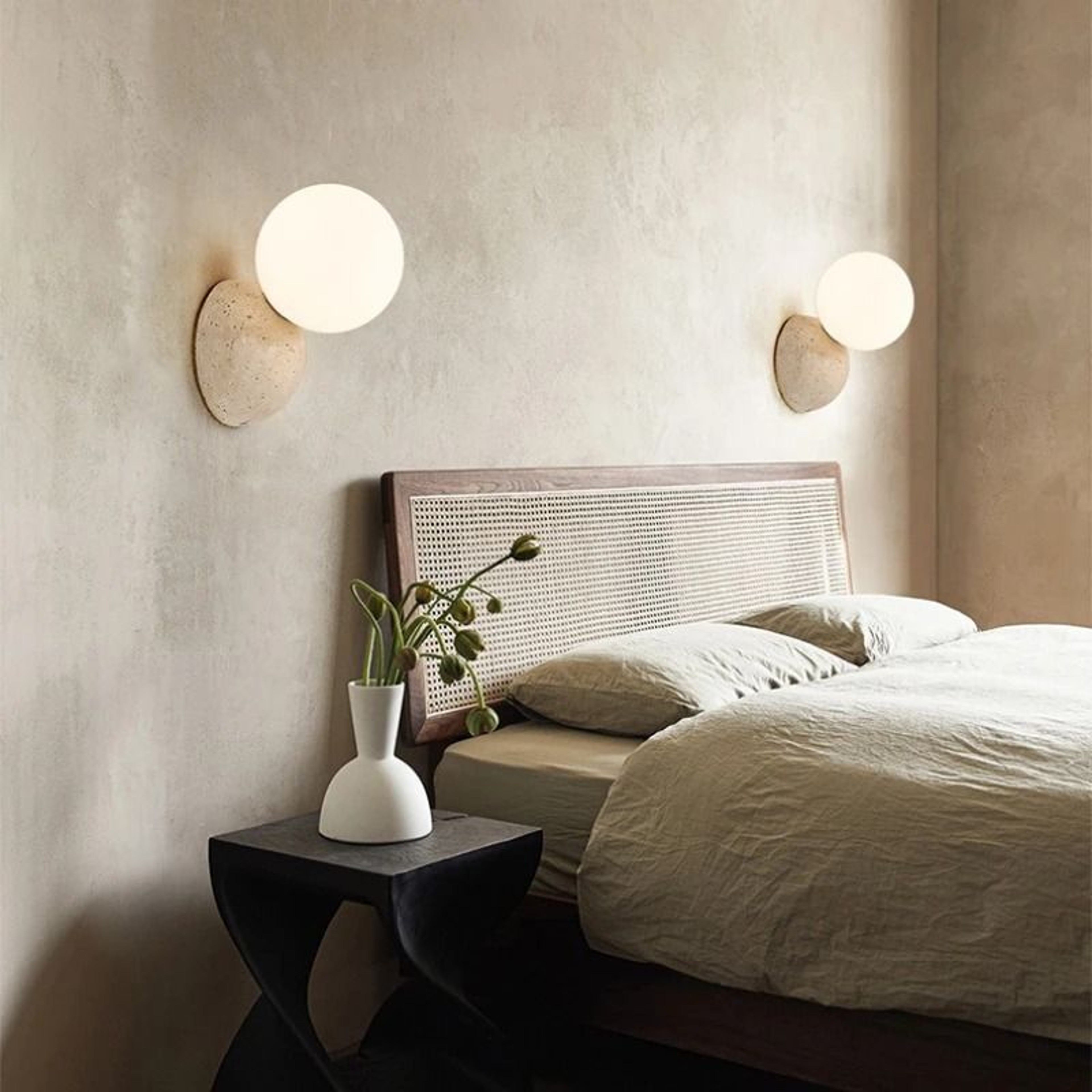 Nordic Glow Travertine Stone LED Wall Sconce 19