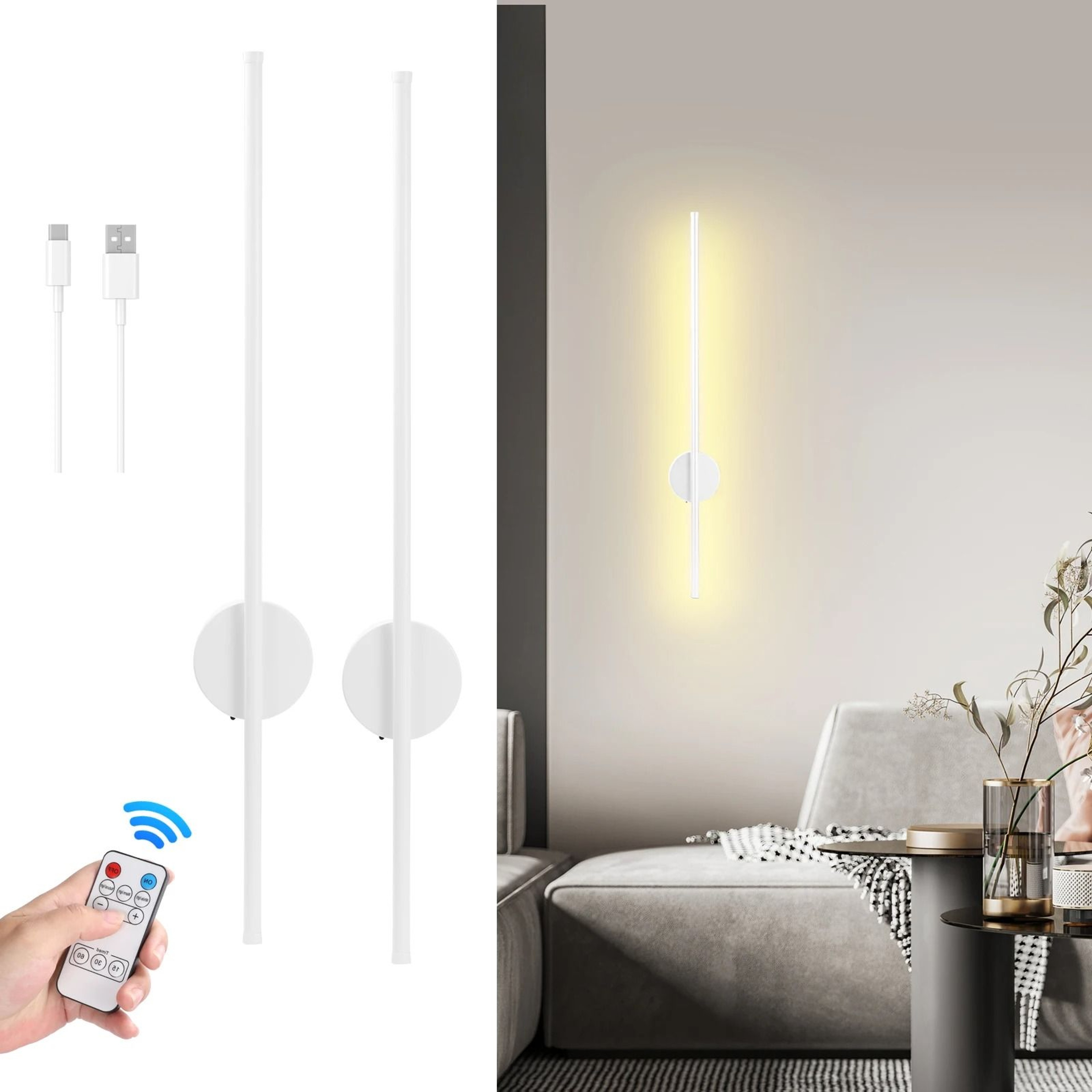 LumaBar Long Rechargeable LED Wall Lamp With Remote 2