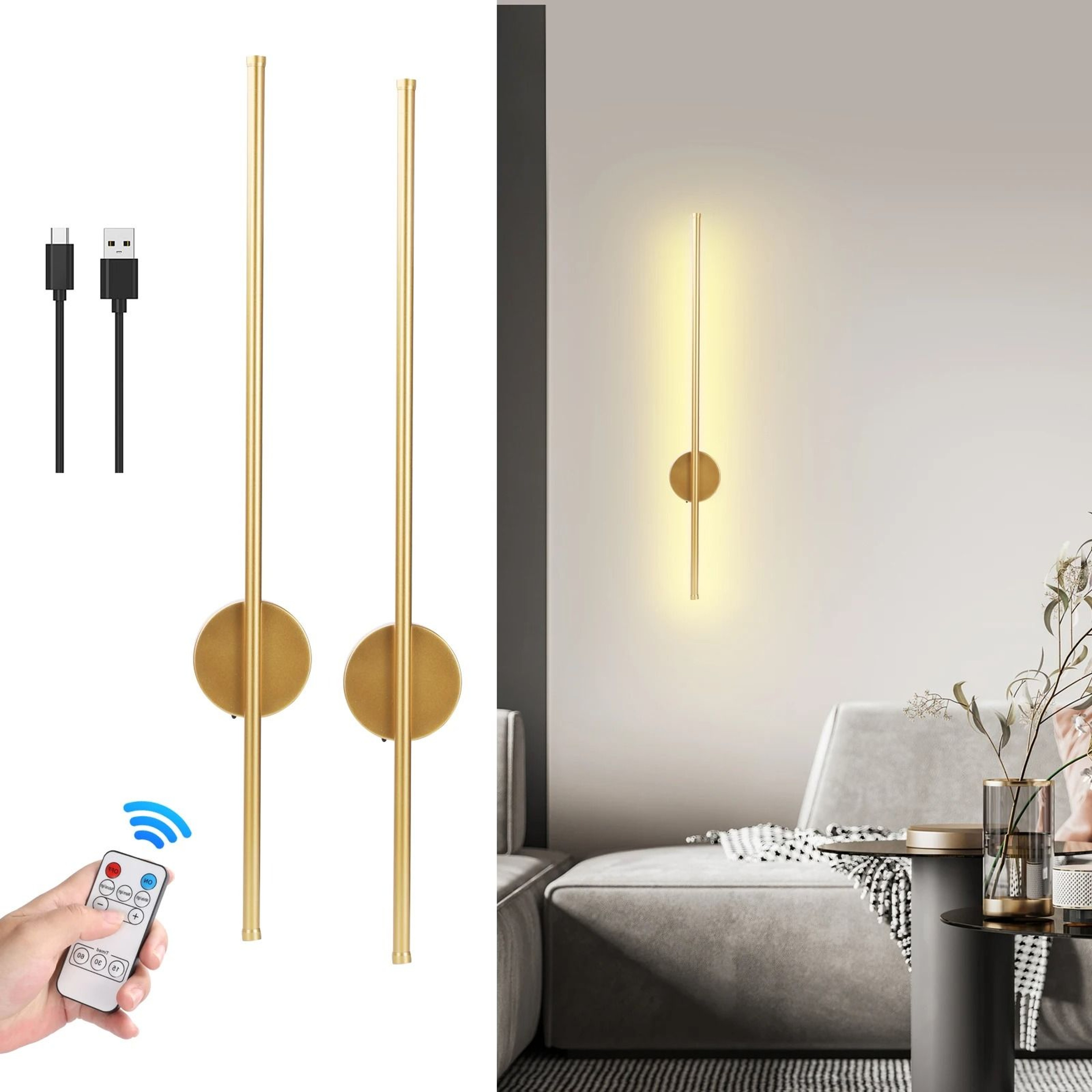 LumaBar Long Rechargeable LED Wall Lamp With Remote 9