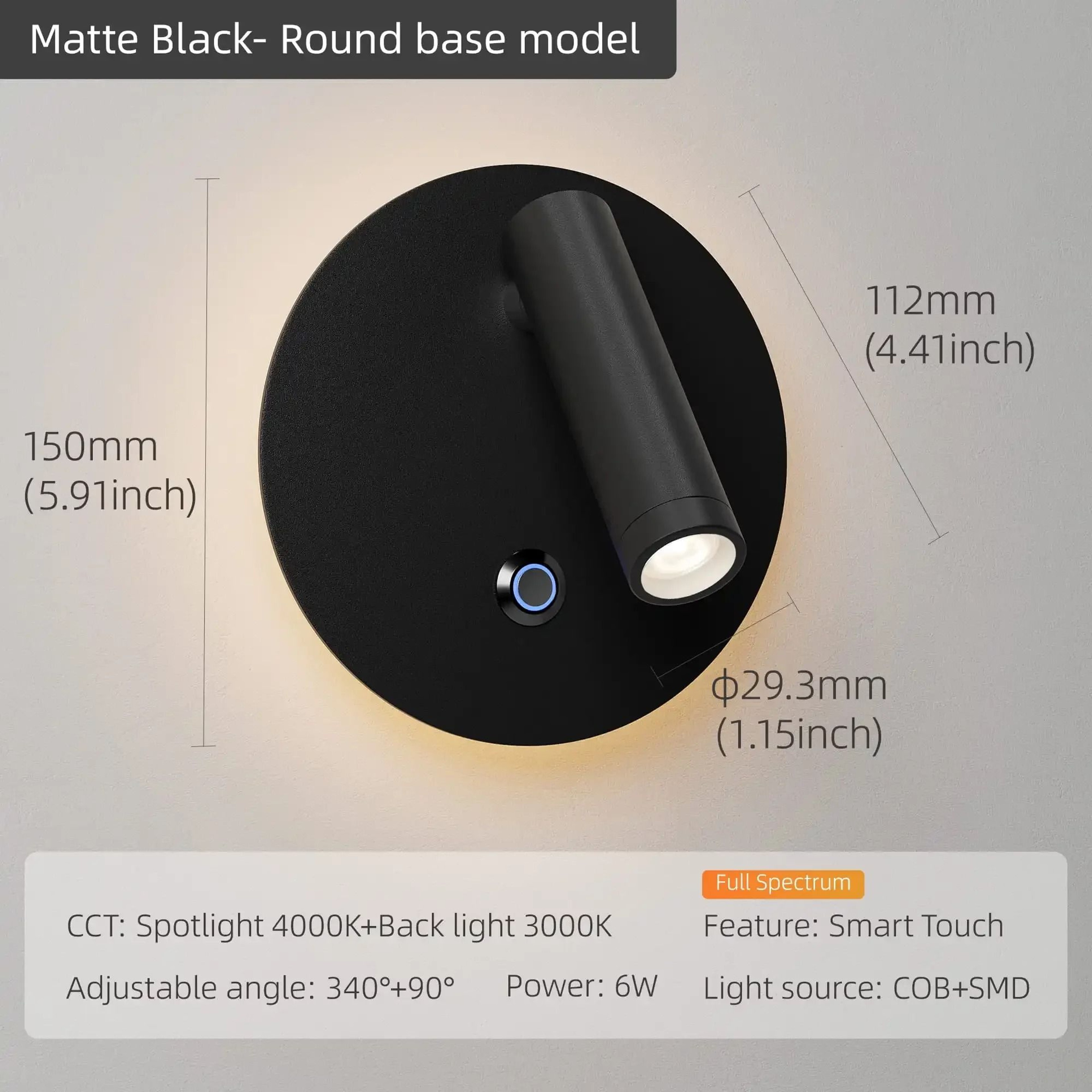 Aisilan Rotatable Touch Dimmable LED Reading Wall Lamp 1