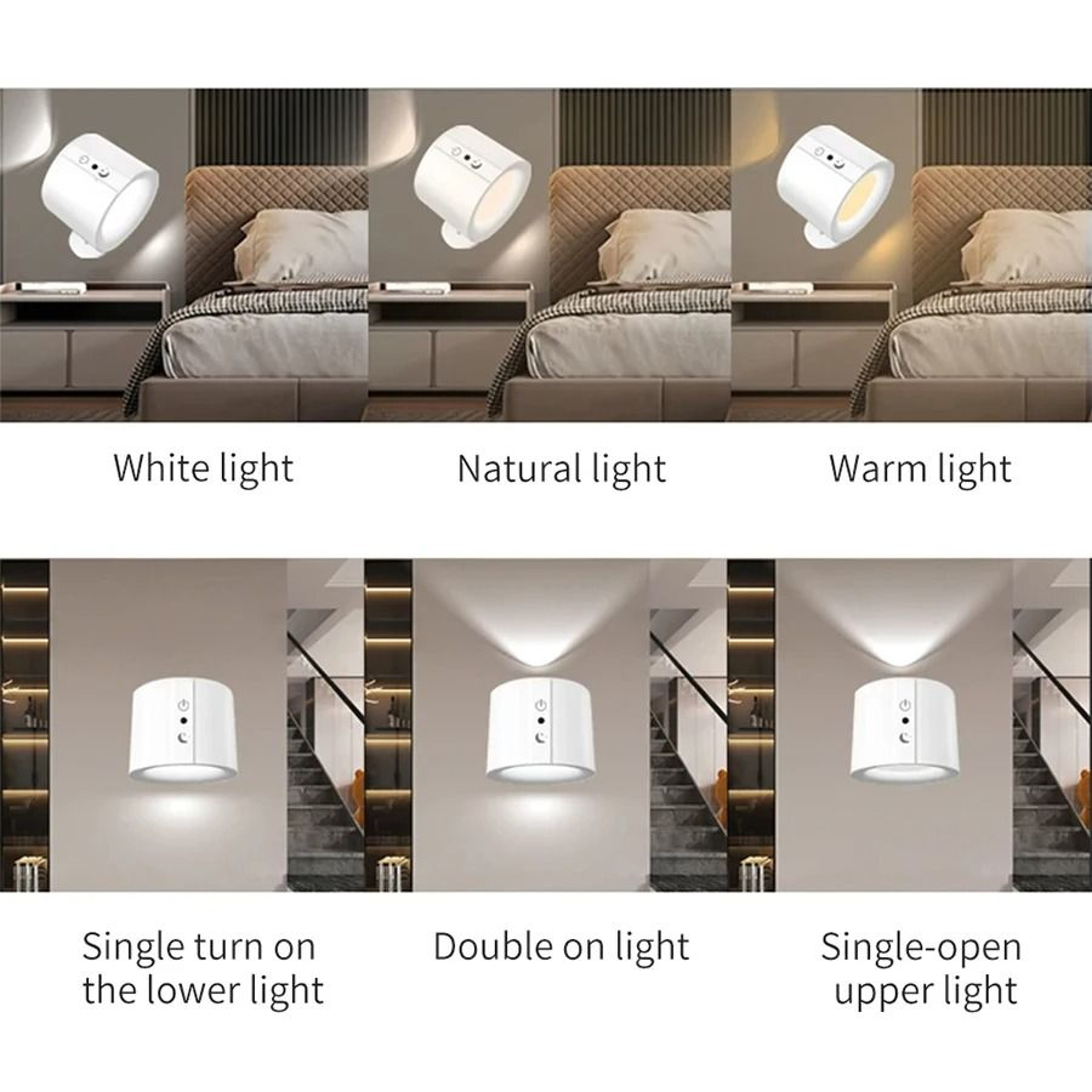 DuoGlow Double Head Rechargeable Wall Lamp With Remote 7