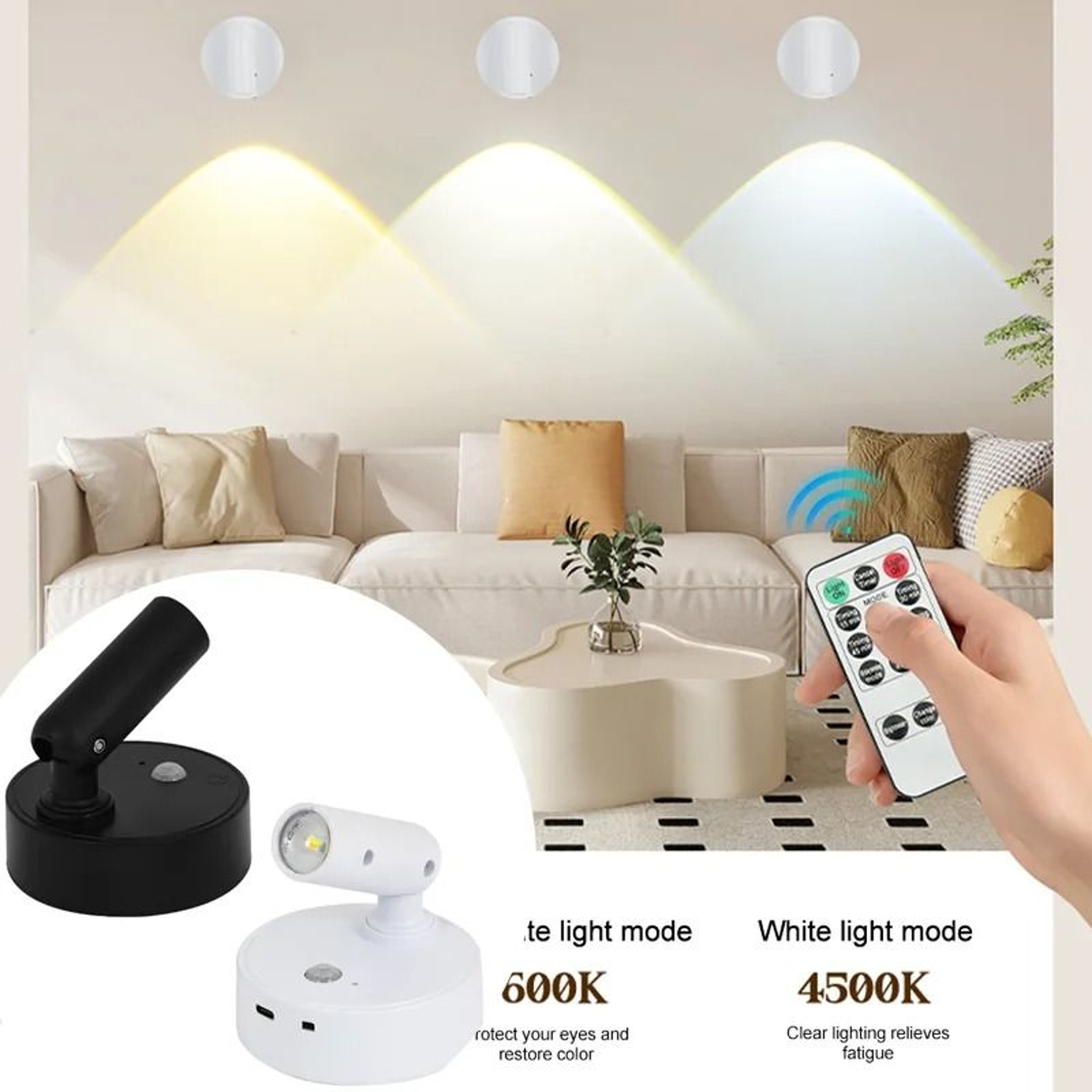 Rechargeable LED Wall Lamp Wireless Magnetic Reading Light 14