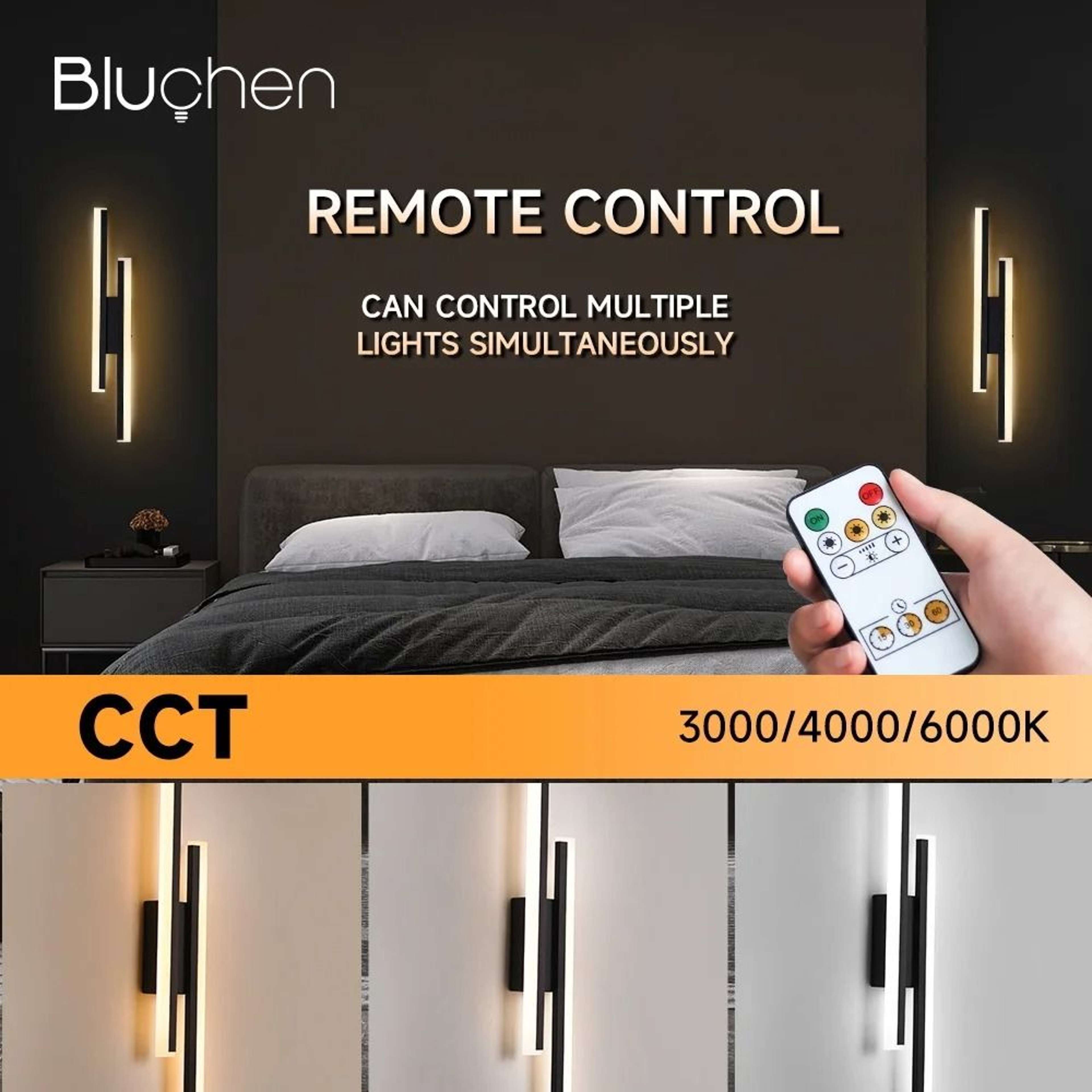4400mAh Rechargeable Wall Lamp Modern Wireless LED Wall Light 4