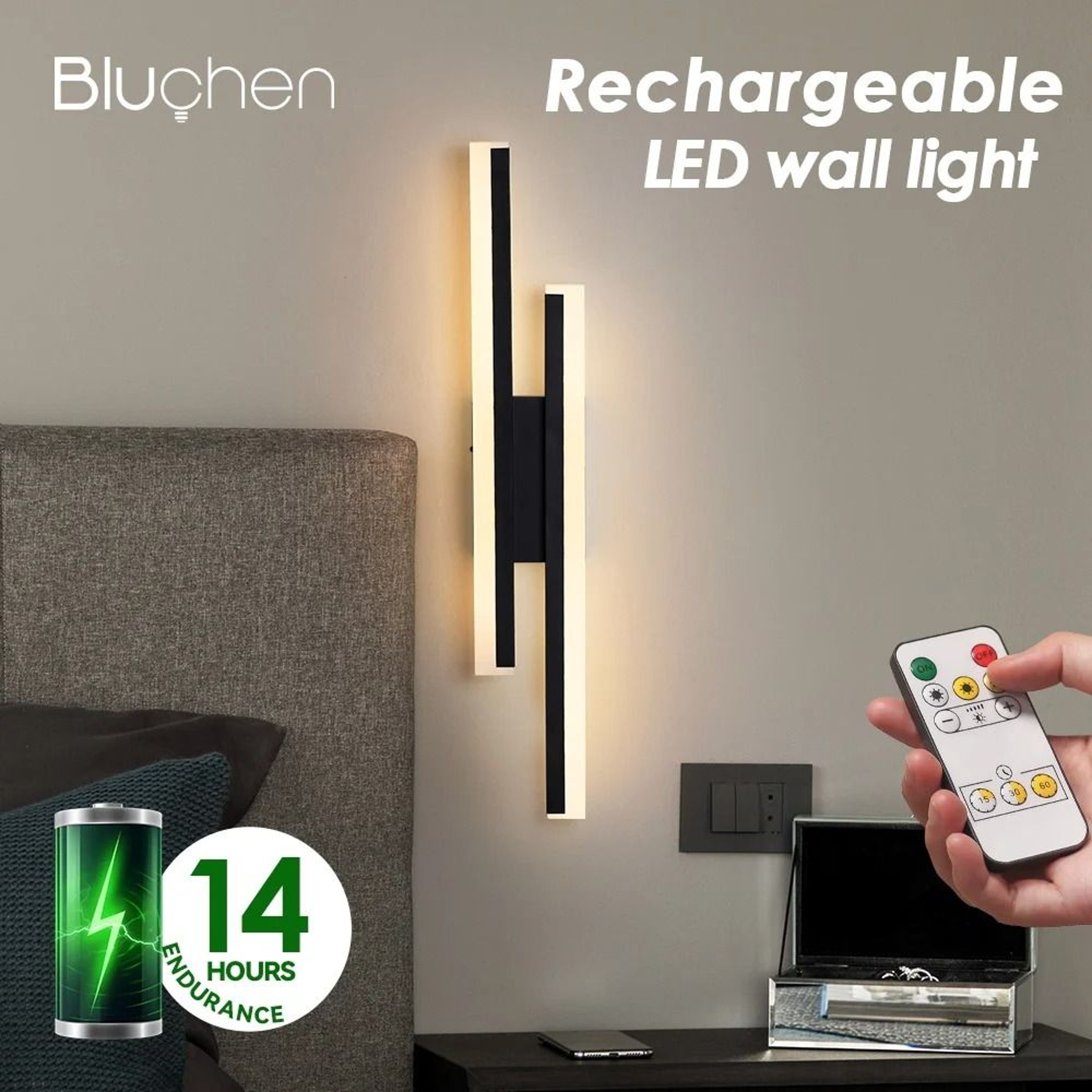 4400mAh Rechargeable Wall Lamp Modern Wireless LED Wall Light 8